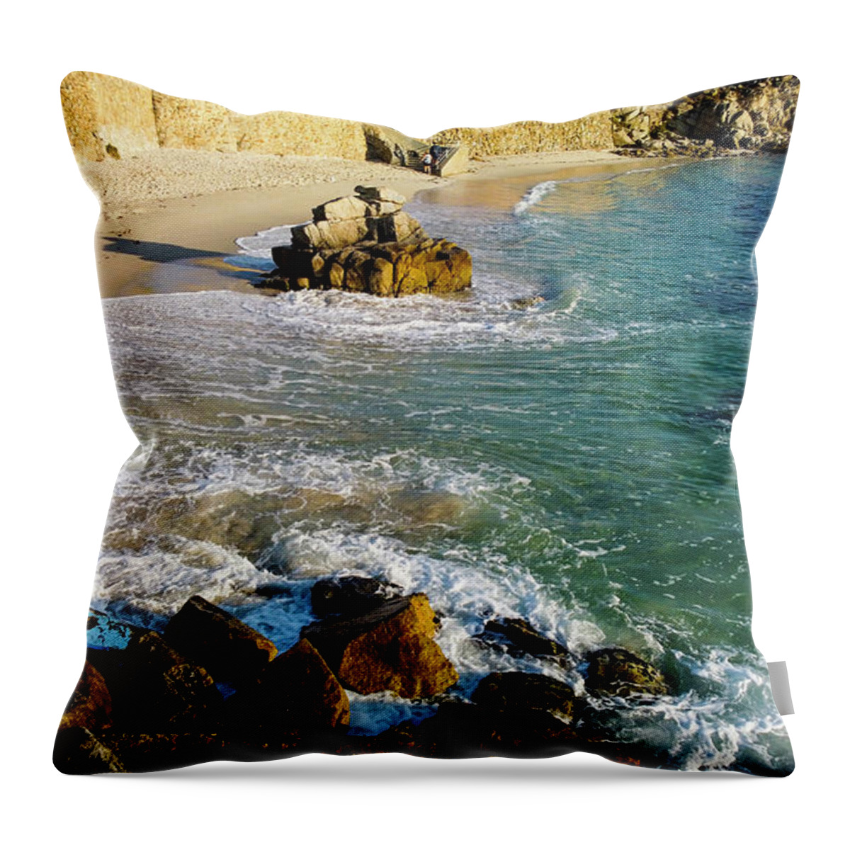 Lover's Point Throw Pillow featuring the photograph Lover's Point Beach by Dr Janine Williams