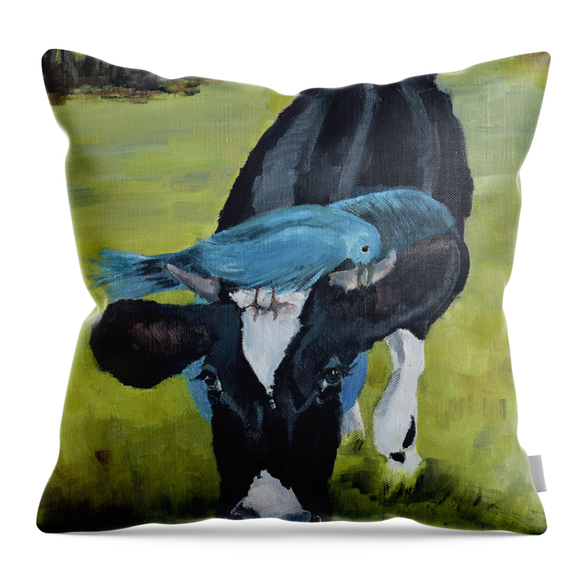  Throw Pillow featuring the painting Lovey Dovey on Bessies Head by Jan Dappen