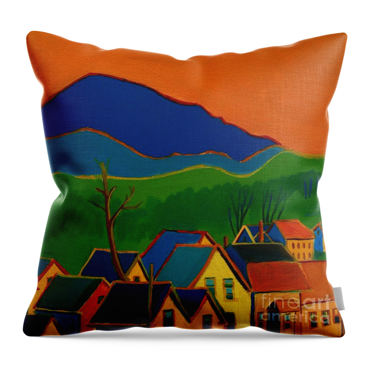 Landscape Throw Pillow featuring the painting Lowell Bathed in Light by Debra Bretton Robinson