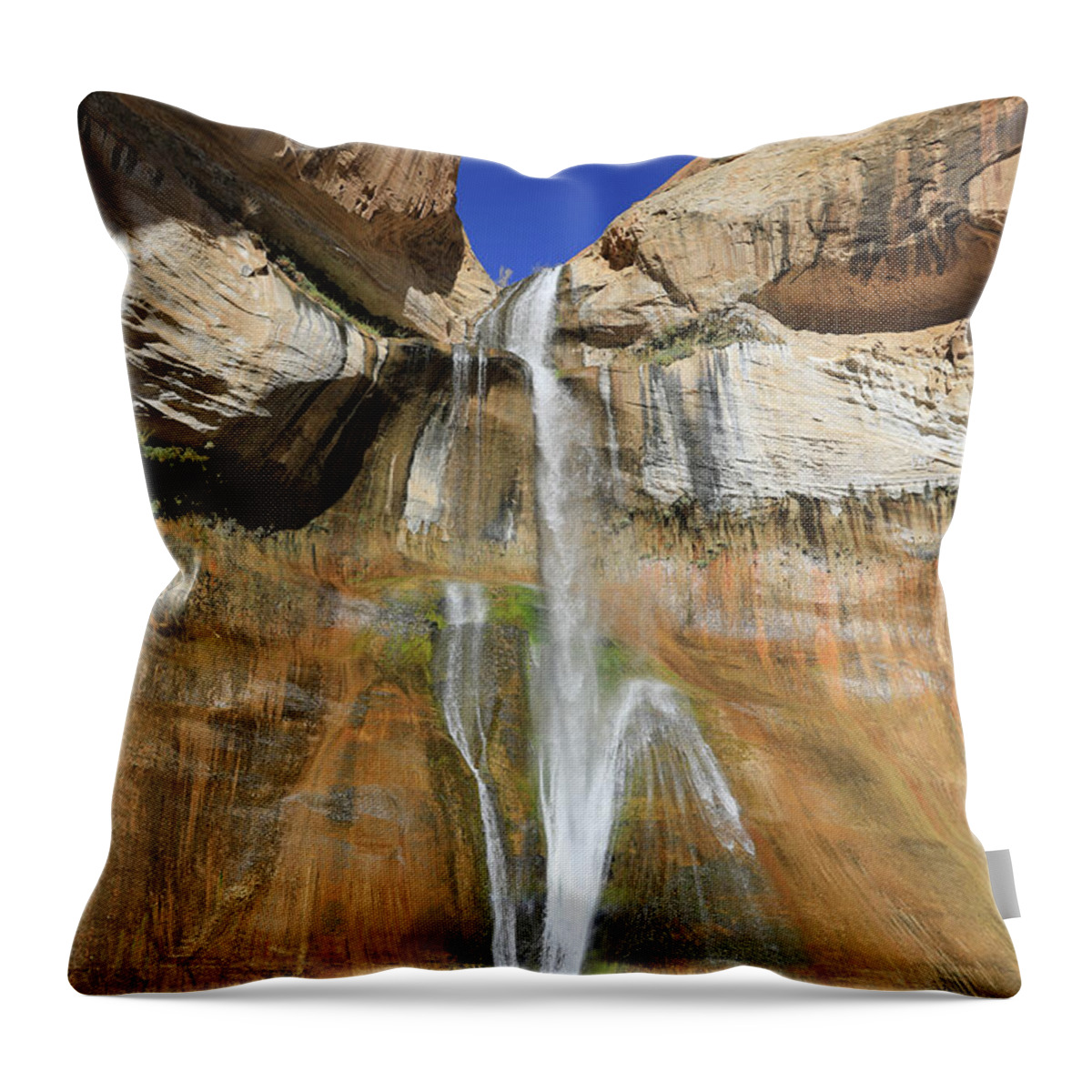 Lower Calf Creek Throw Pillow featuring the photograph Lower Calf Creek Falls - Utah by Richard Krebs