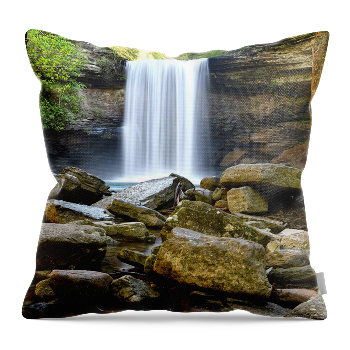 Greeter Falls Throw Pillow featuring the photograph Lower Greeter Falls 7 by Phil Perkins