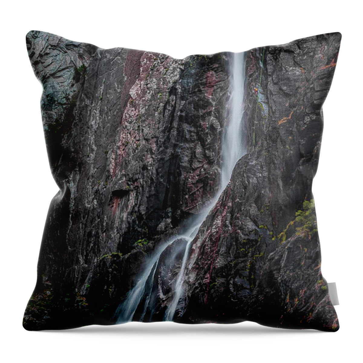 California Throw Pillow featuring the photograph Lower Yosemite Fall with Climbers by Nick Zelinsky Jr