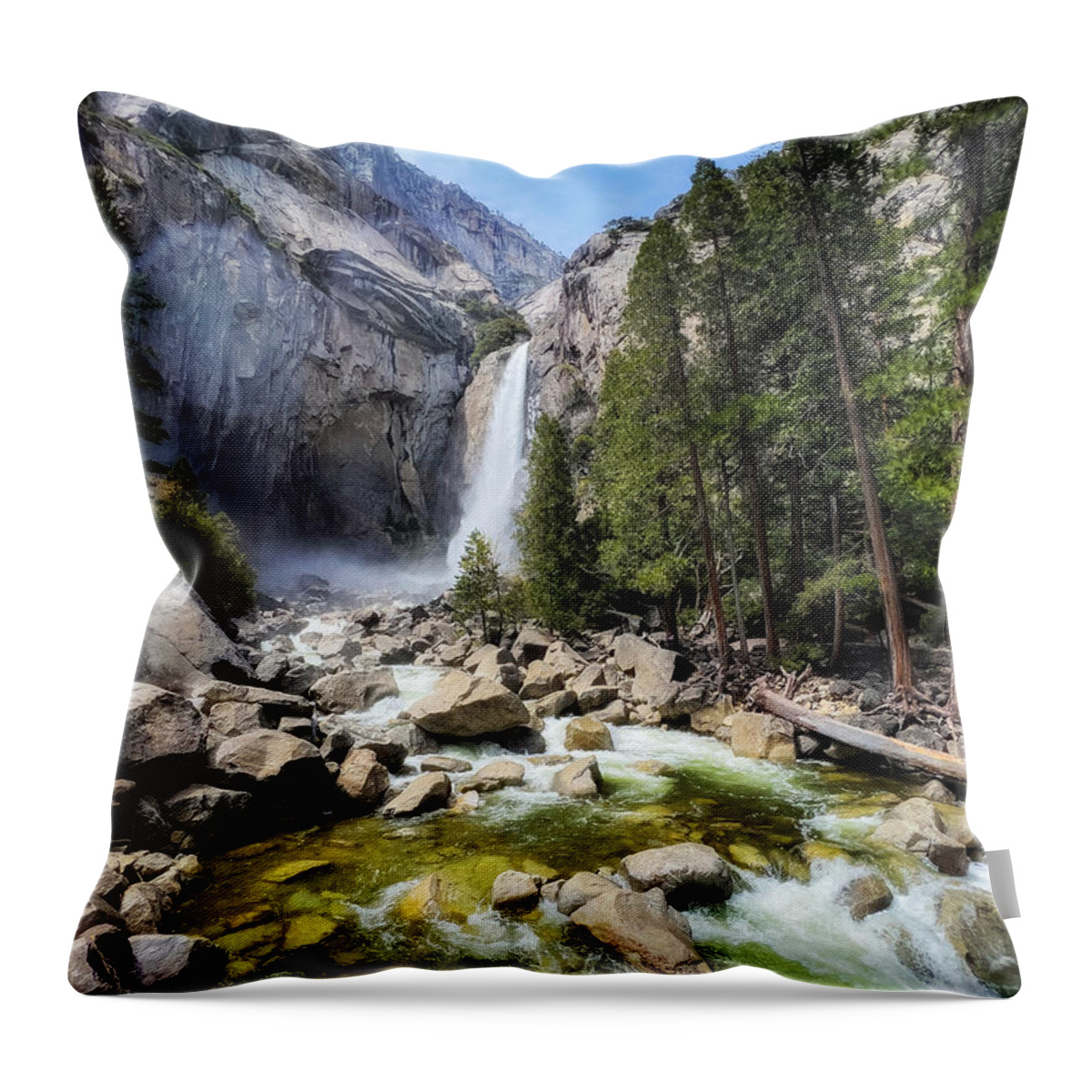 Photograph Throw Pillow featuring the photograph Lower Yosemite Falls California by John A Rodriguez