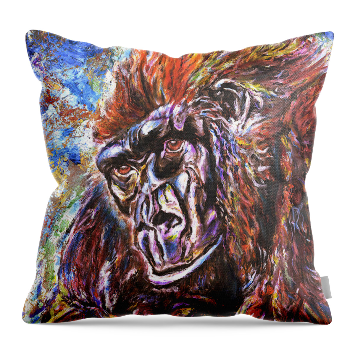 African Lowlands Gorilla Throw Pillow featuring the painting Lowlands Gorilla by John Bohn