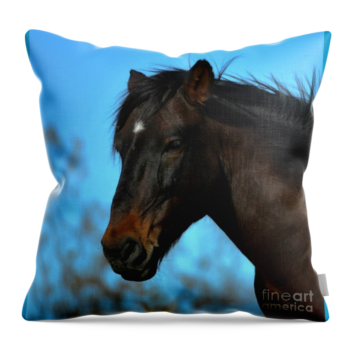 Salt River Wild Horse Throw Pillow featuring the digital art Loyal by Tammy Keyes