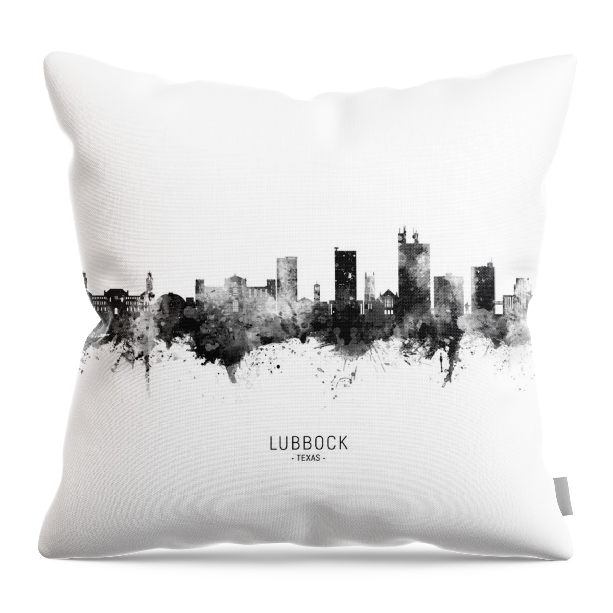 Lubbock Throw Pillow featuring the digital art Lubbock Texas Skyline #80 by Michael Tompsett