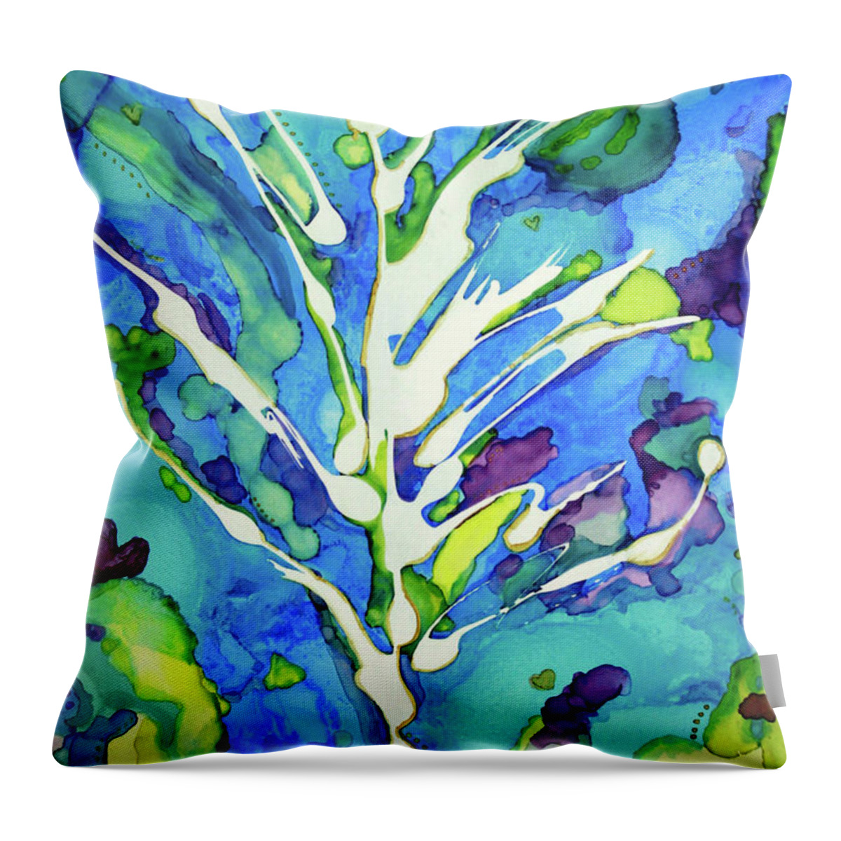 Abstract Throw Pillow featuring the painting Lucidity by Winona's Sunshyne