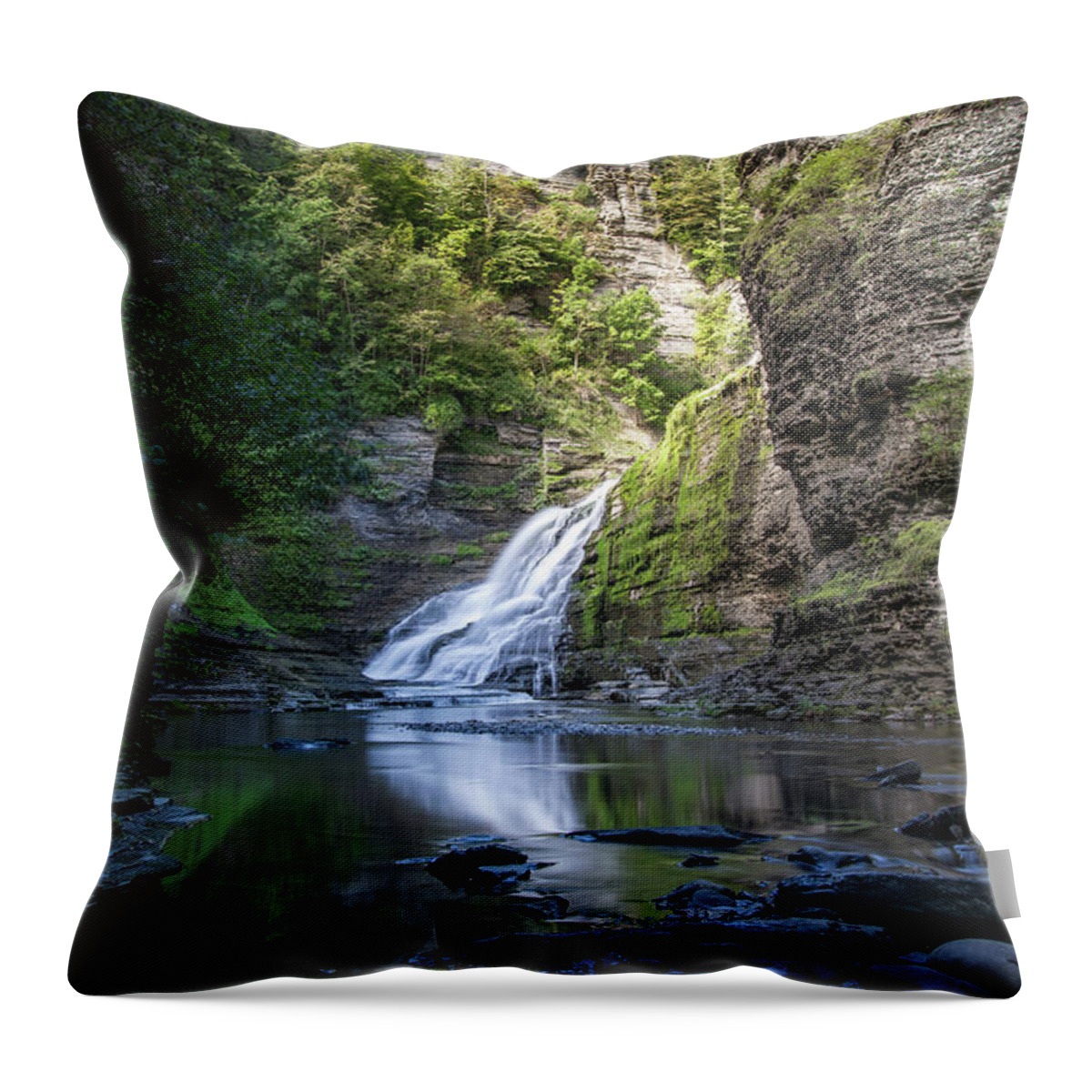 Robert H. Treman State Park Throw Pillow featuring the photograph Lucifer Falls 3 by Dimitry Papkov