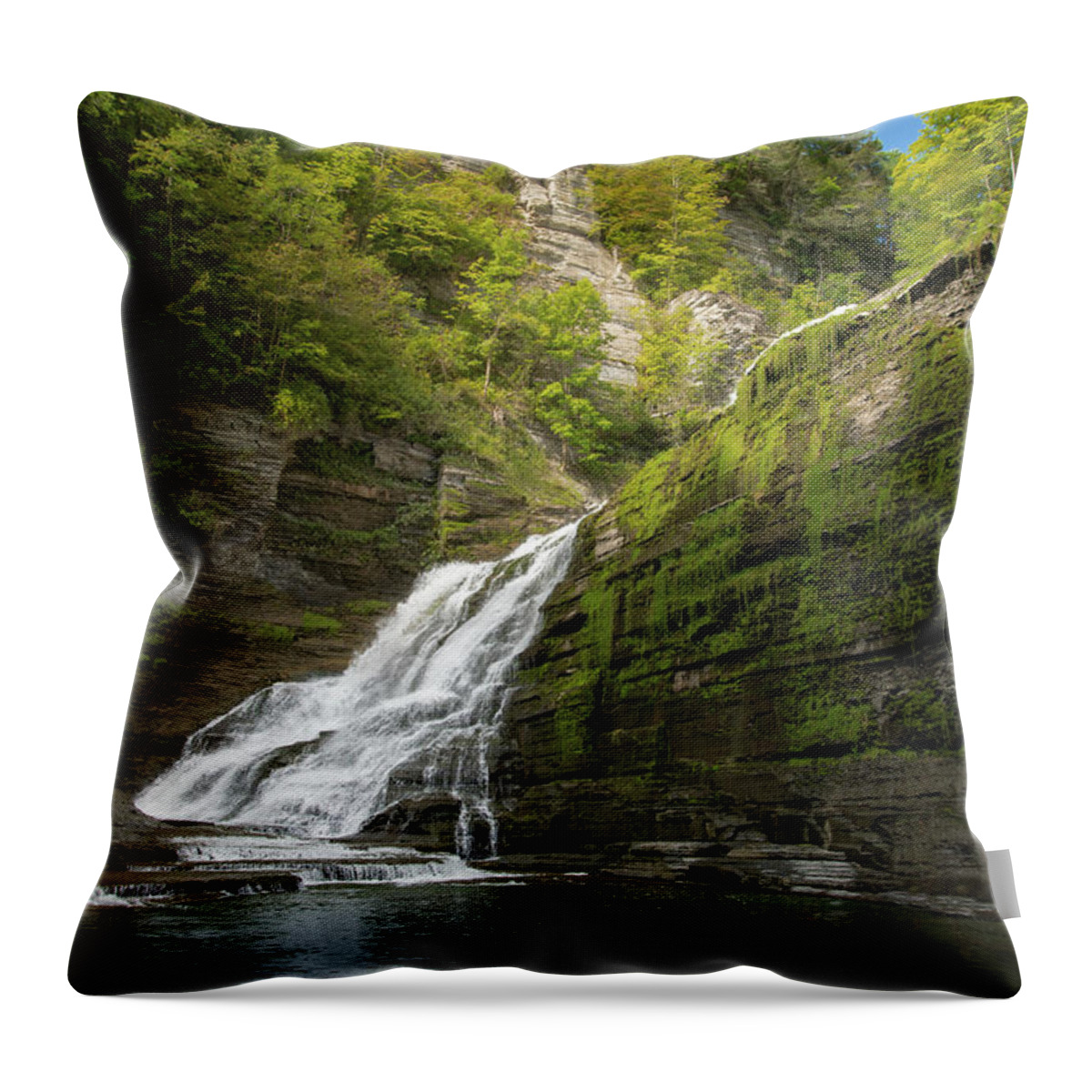 Robert H. Treman State Park Throw Pillow featuring the photograph Lucifer Falls 6 by Dimitry Papkov
