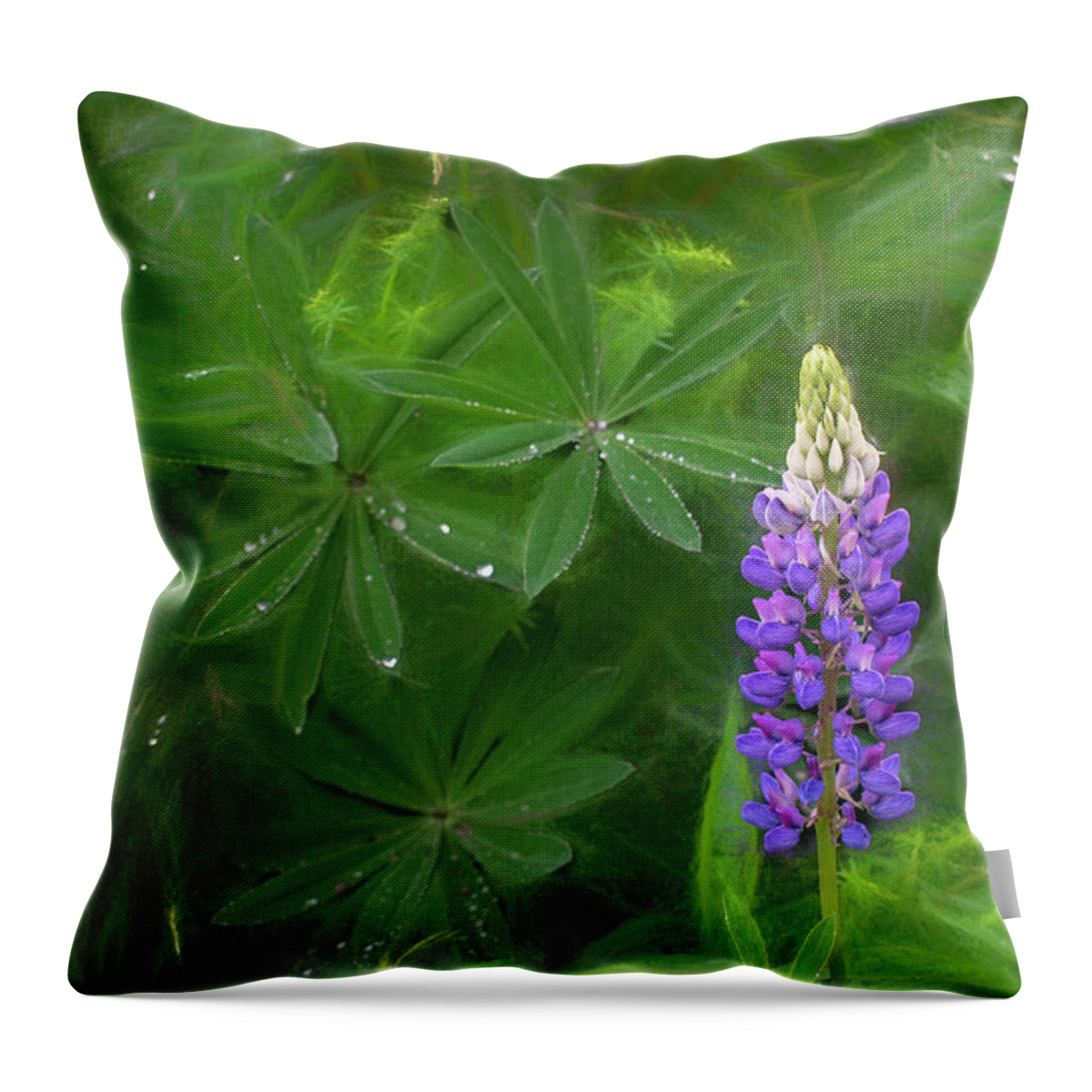 Lupine Throw Pillow featuring the photograph Lupine Spire Woven in Purple and Pink by Wayne King