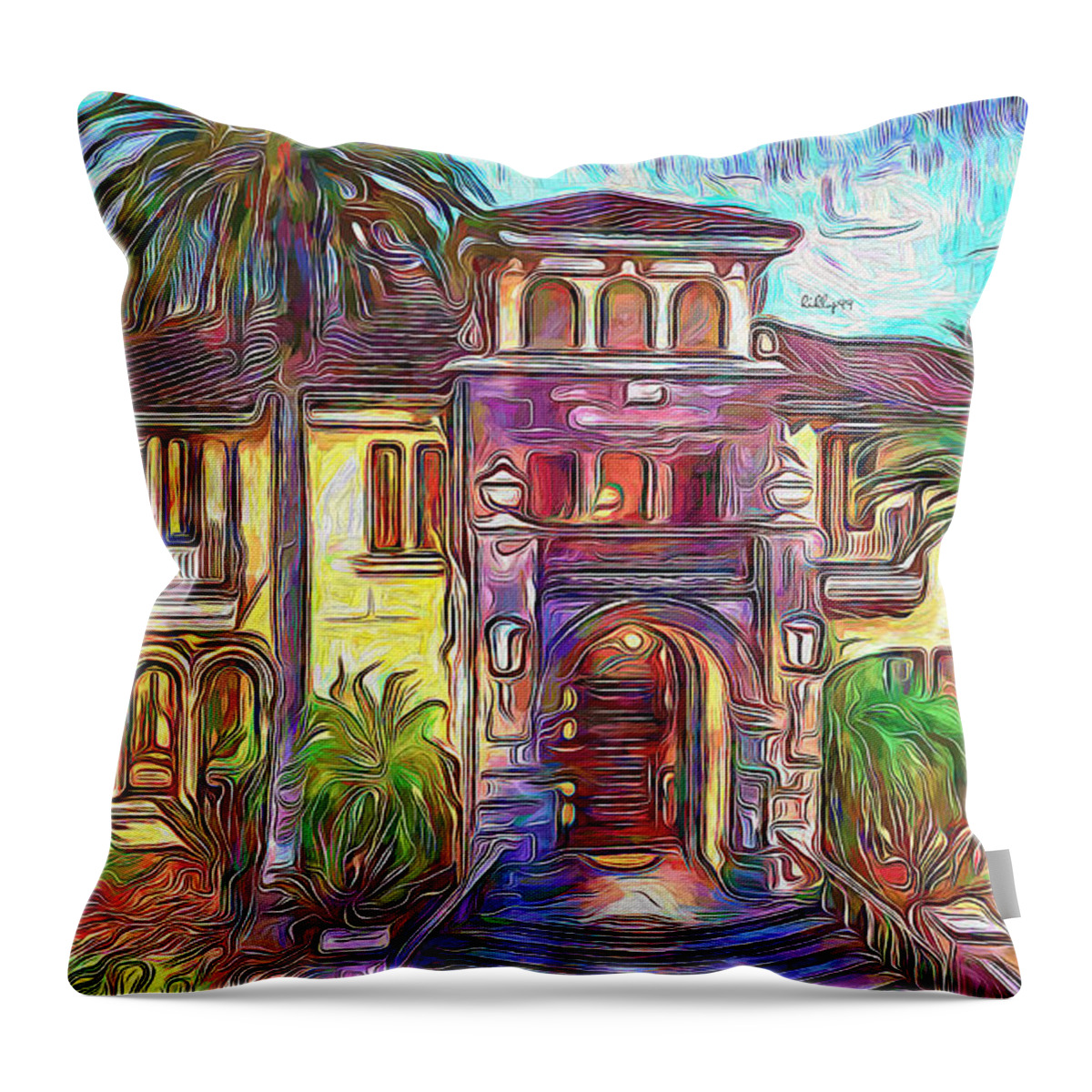 Paint Throw Pillow featuring the painting Luxury home by Nenad Vasic