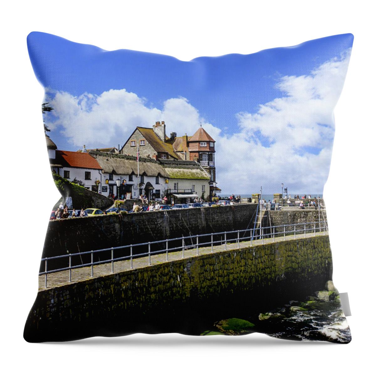Britain Throw Pillow featuring the photograph Lynmouth coastal town, Devon, UK by Chris Smith