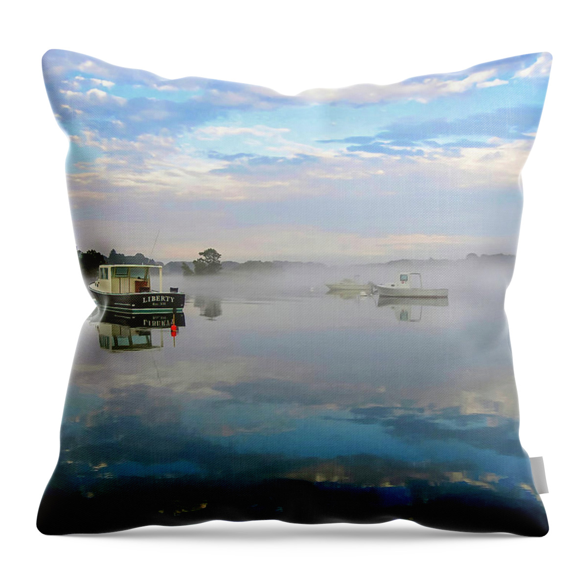 Boat Throw Pillow featuring the photograph M/V Liberty - Rye, NH by Deb Bryce