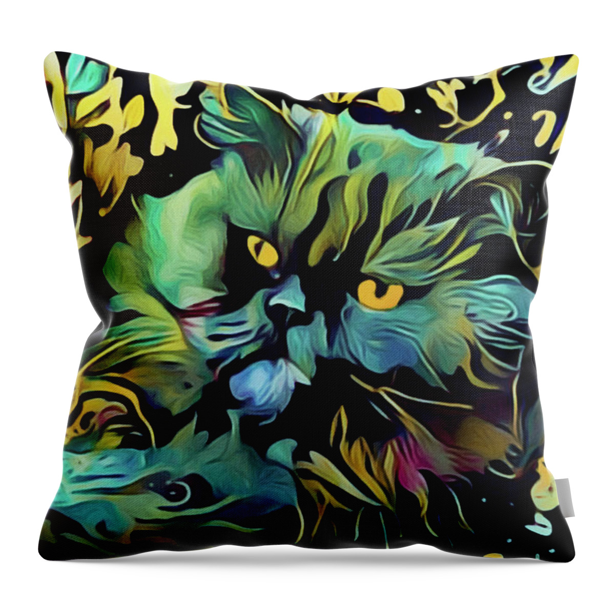 Cat Throw Pillow featuring the digital art Macavity by Susan Maxwell Schmidt