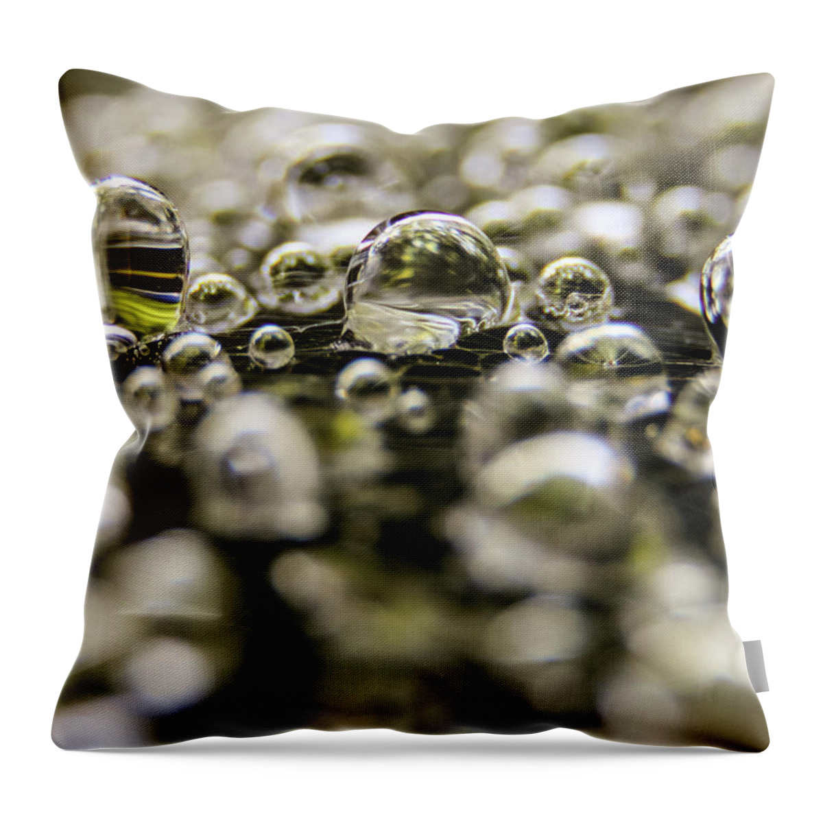 Dew Throw Pillow featuring the photograph Macro Photography - Dew Drops 2 by Amelia Pearn