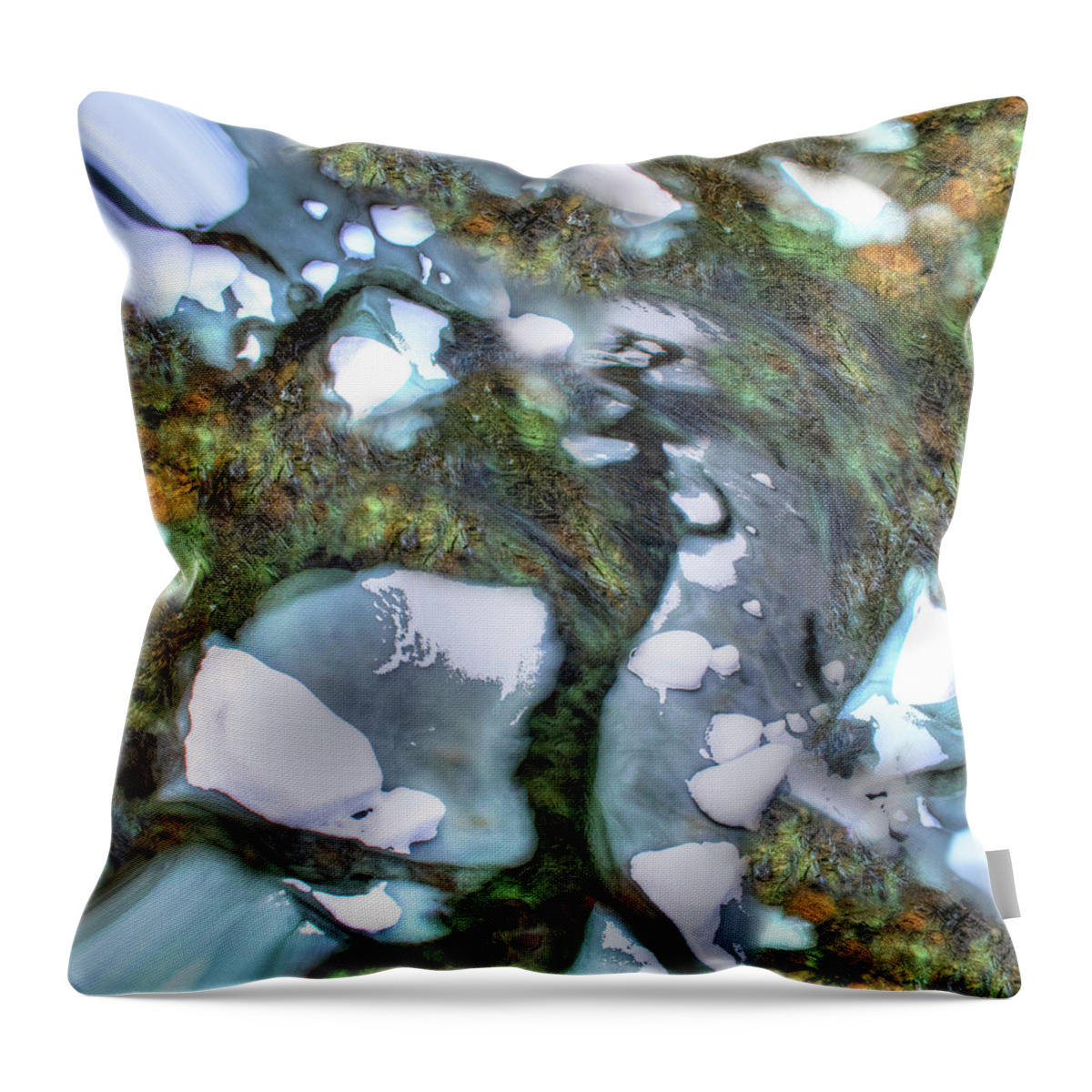 Mad Throw Pillow featuring the photograph Mad River Abstract #6 by Wayne King