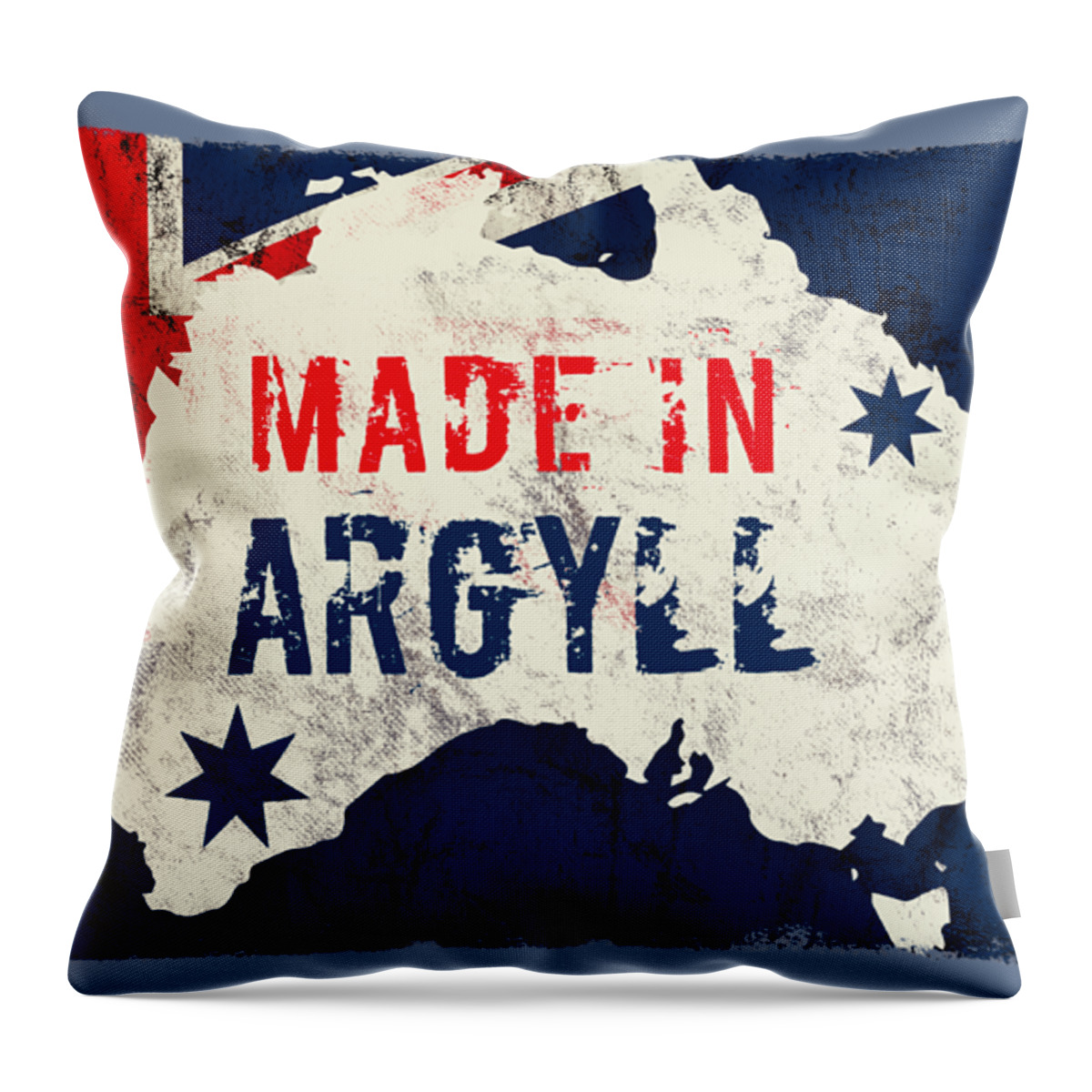 Argyll Throw Pillow featuring the digital art Made in Argyll, Australia by TintoDesigns