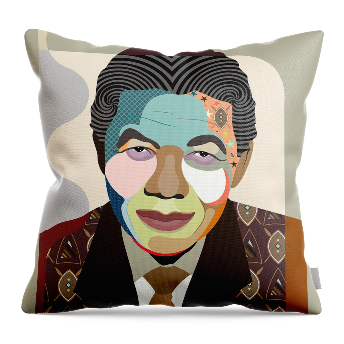 Nelson Mandela Throw Pillow featuring the digital art Madiba by Lanre Studio