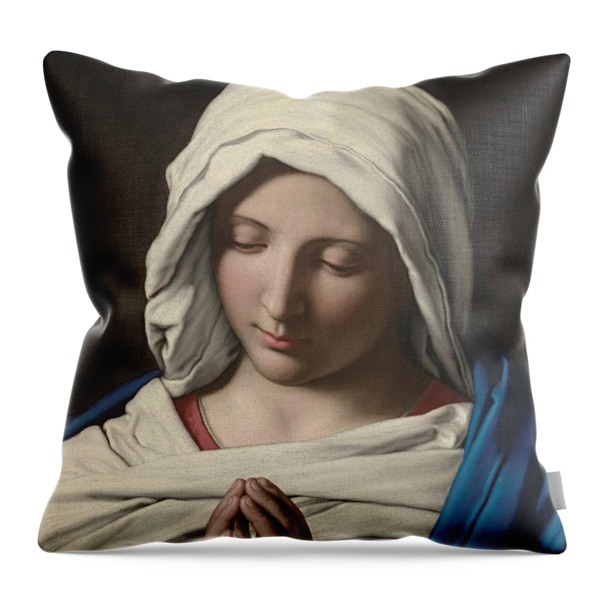  Throw Pillow featuring the painting Madonna in prayer by Sassoferrato