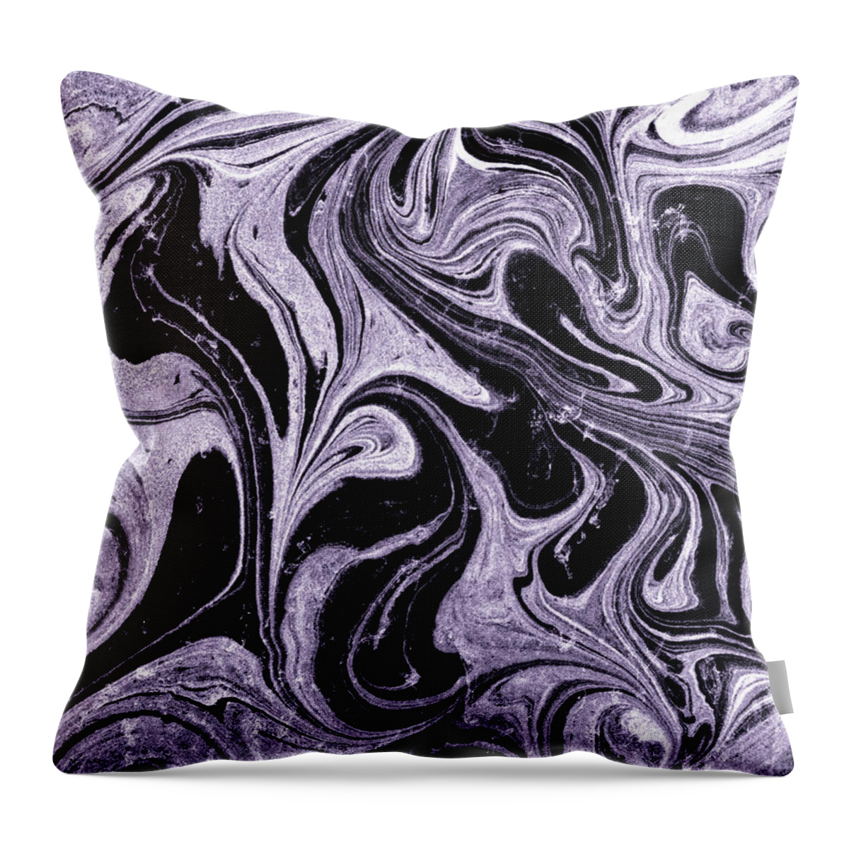 Magic Flower Throw Pillow featuring the painting Magic Purple Abstract Flower Art Deco Style Collection III by Irina Sztukowski
