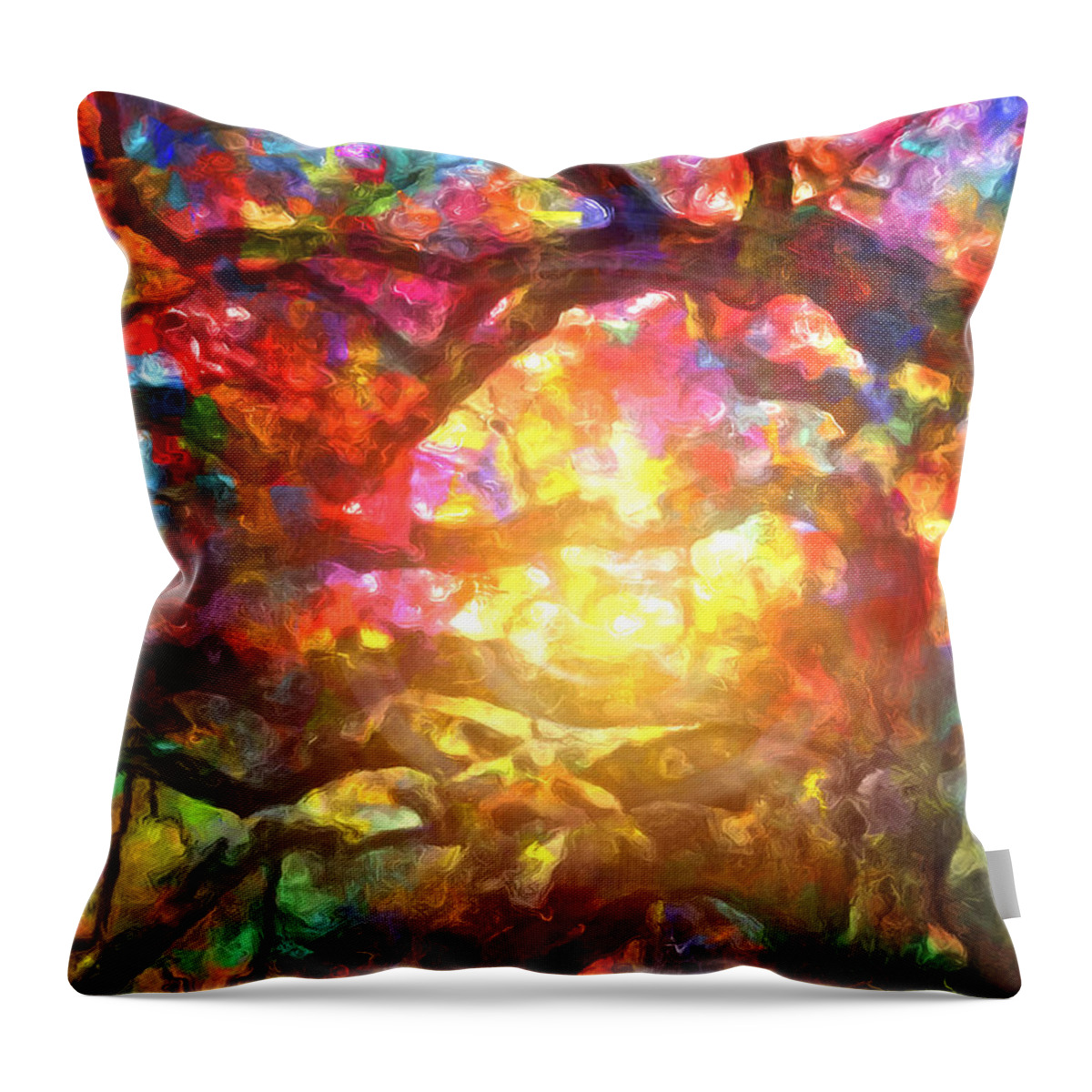 Magical Forest Light Painting Throw Pillow featuring the painting Magical Forest Light Painting by Dan Sproul
