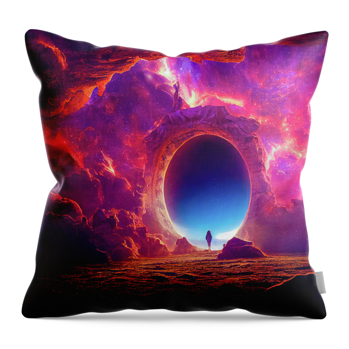 Portal Throw Pillow featuring the digital art Magical Portal 03 Colorful Galaxy by Matthias Hauser