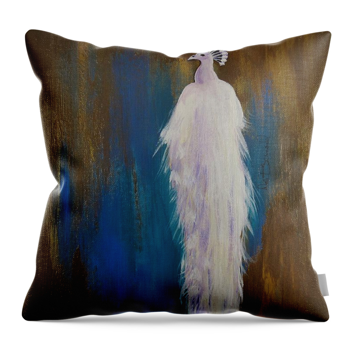 Peahen Throw Pillow featuring the painting Magnificence by Dale Bernard