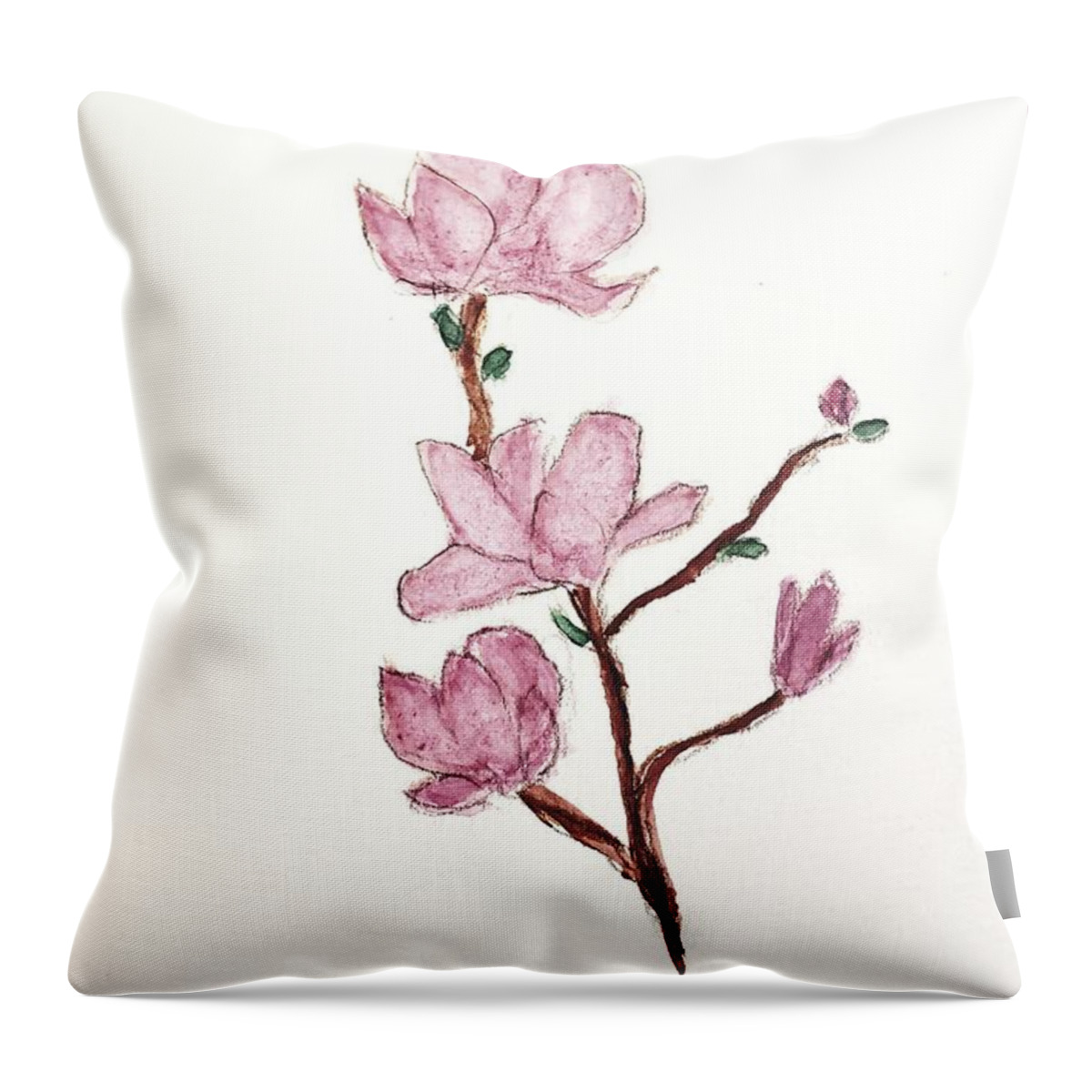 Pink Flower Throw Pillow featuring the painting Magnolia by Margaret Welsh Willowsilk