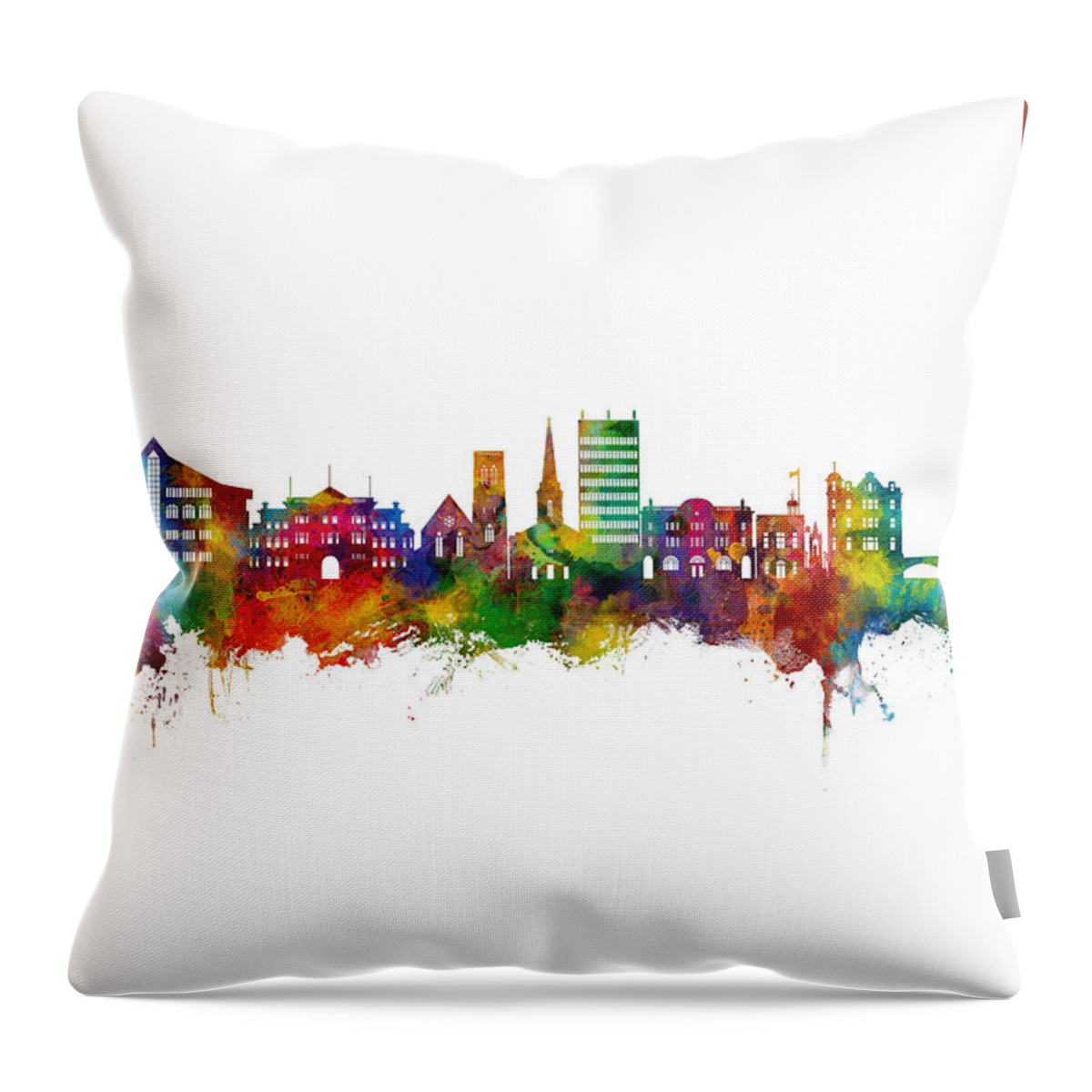 Maidstone Throw Pillow featuring the digital art Maidstone England Skyline #57 by Michael Tompsett