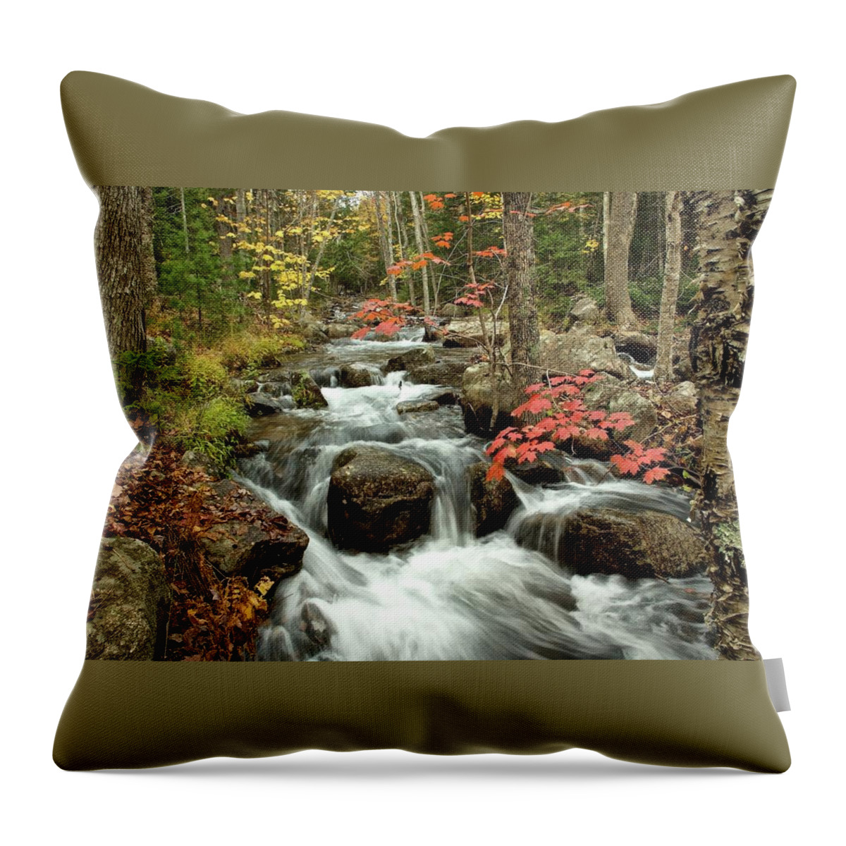 Maine Throw Pillow featuring the photograph Maine waterfall by Dmdcreative Photography