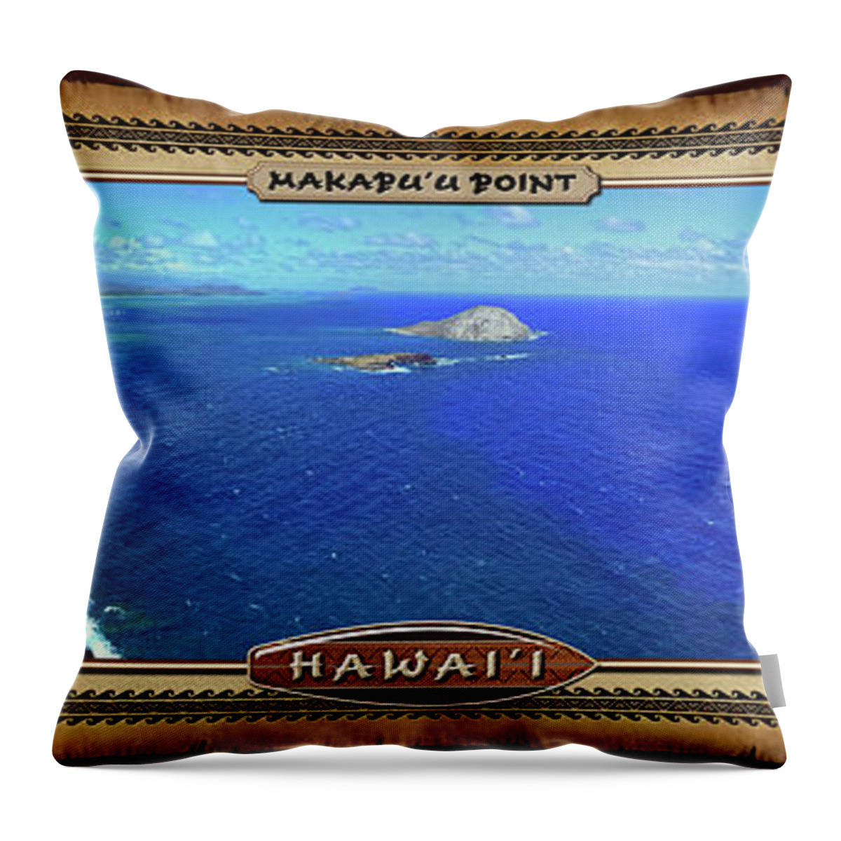 Makapuu Point Throw Pillow featuring the photograph Makapuu Point View Hawaiian Style Panoramic Photograph by Aloha Art