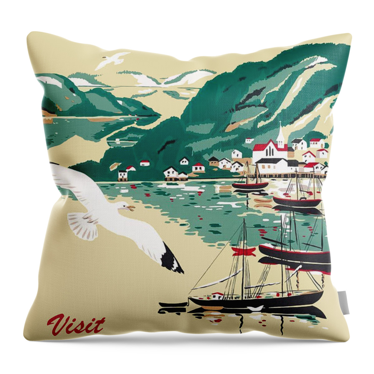 Makarska Throw Pillow featuring the digital art Makarska, Croatia by Long Shot