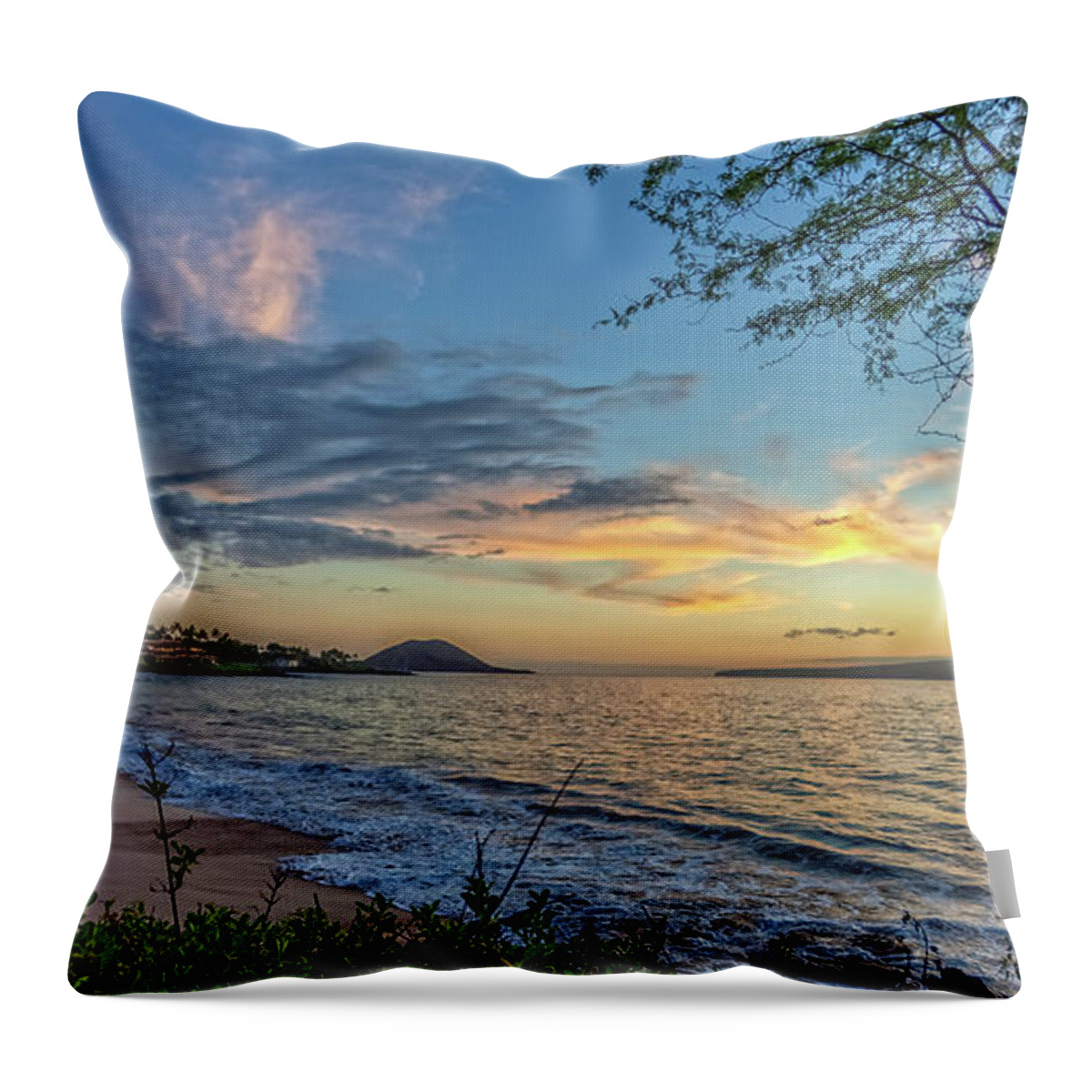 Makena View Throw Pillow featuring the photograph Makena View by Chris Spencer