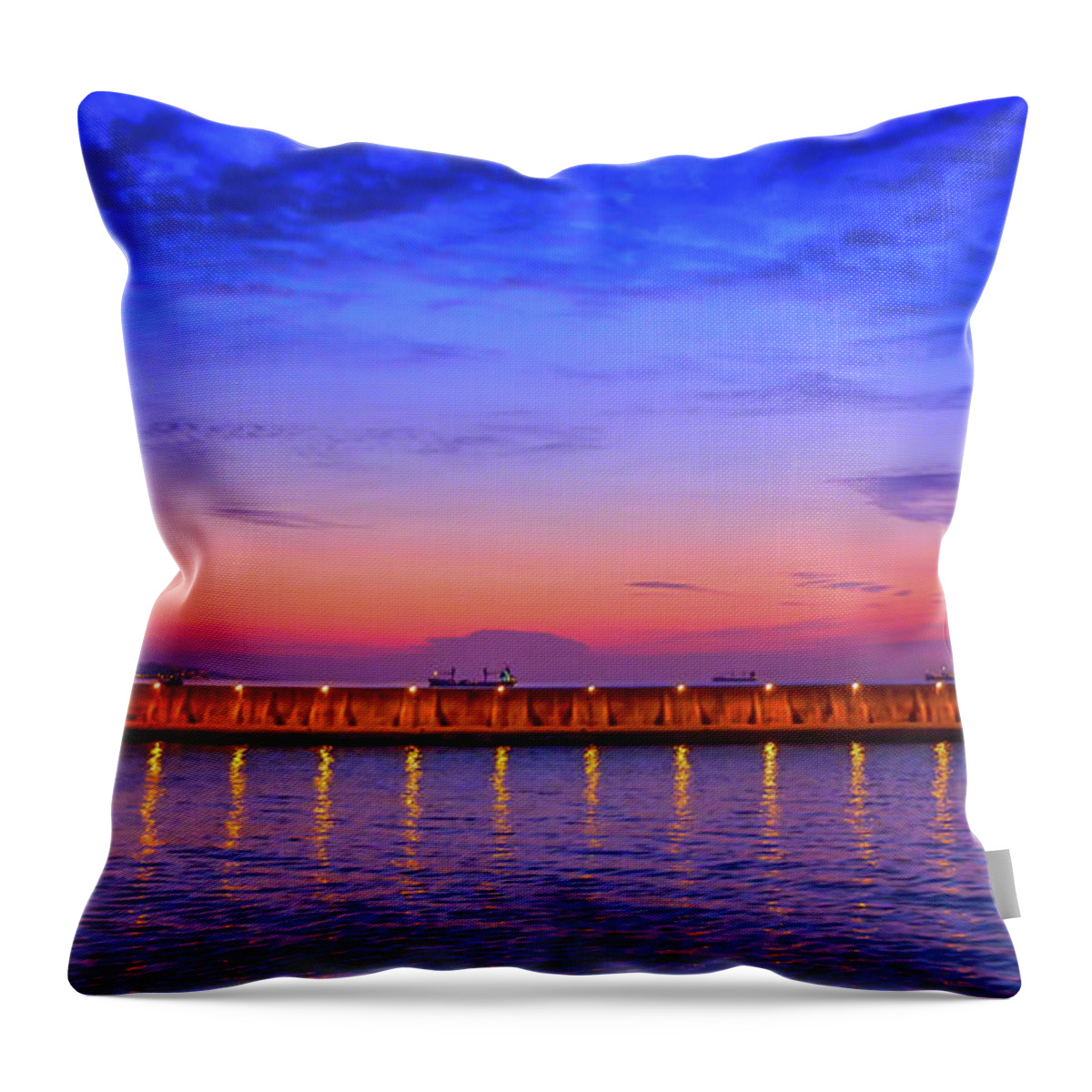 Malaga Pink And Blue Sunrise Throw Pillow featuring the photograph Malaga Pink and Blue Sunrise by Debra Martz