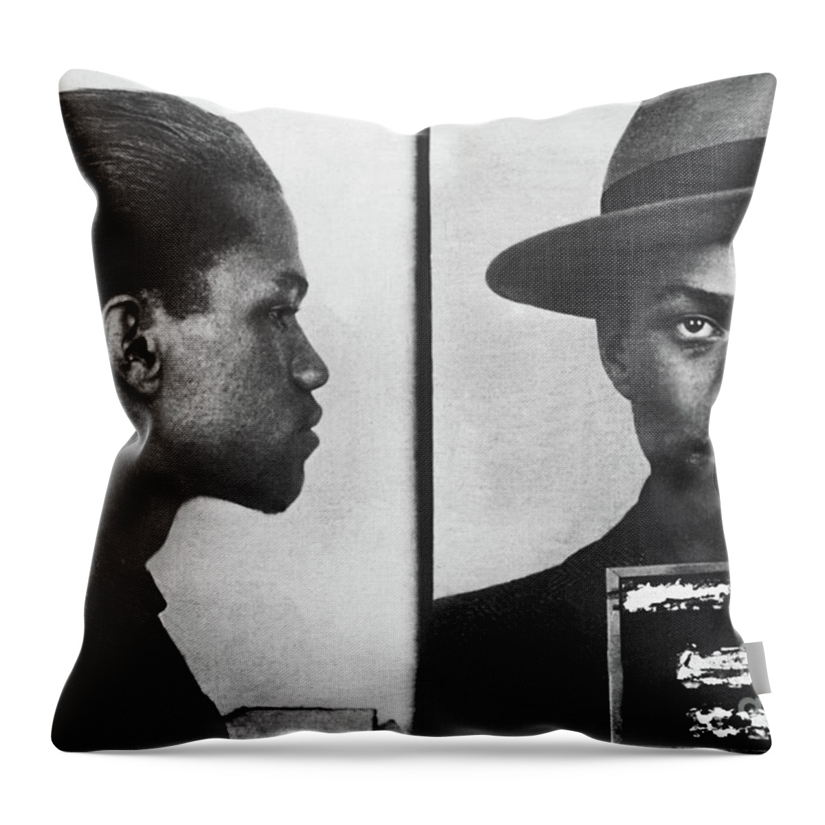 Wingsdomain Throw Pillow featuring the photograph Malcolm X Mugshot 1944 20230429 by Wingsdomain Art and Photography
