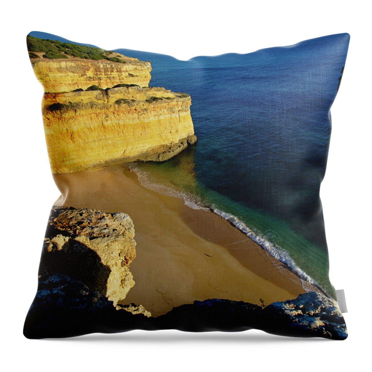 Algarve Beach Throw Pillow featuring the photograph Malhada do Baraco Beach Overview by Angelo DeVal