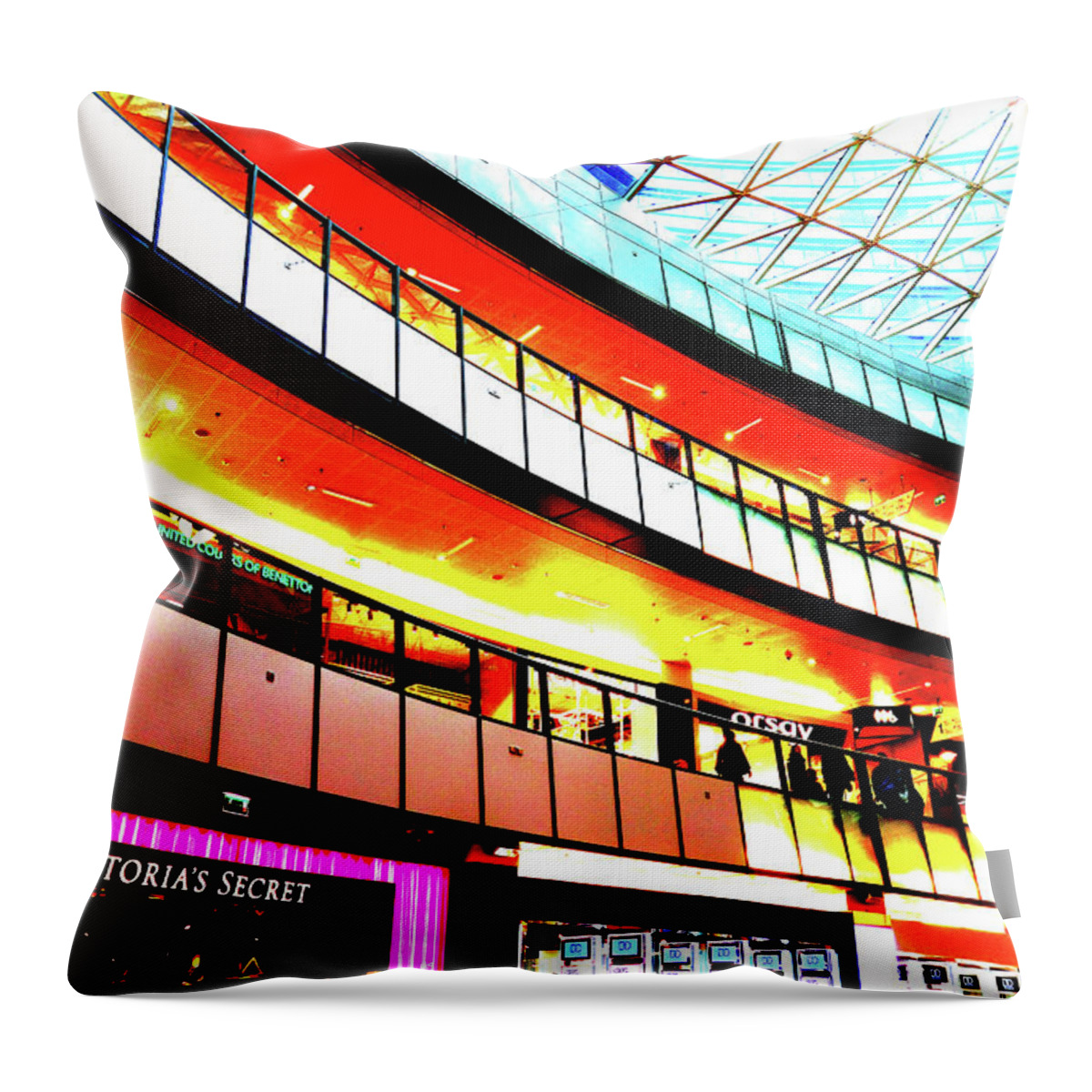 Mall Throw Pillow featuring the photograph Mall Interior In Warsaw, Poland by John Siest