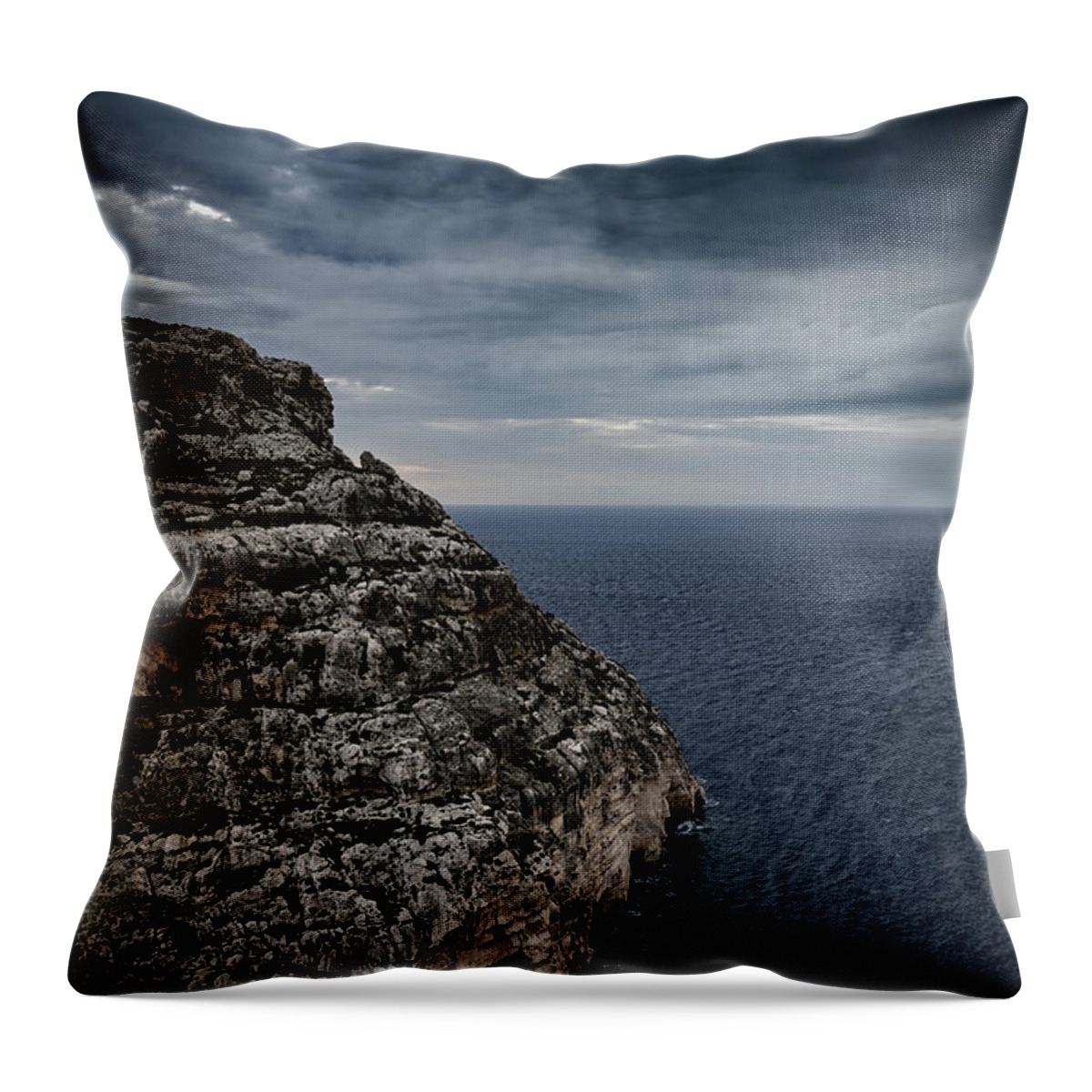 Malta Throw Pillow featuring the photograph Malta Island Sea Coast On Stormy Morning by Artur Bogacki