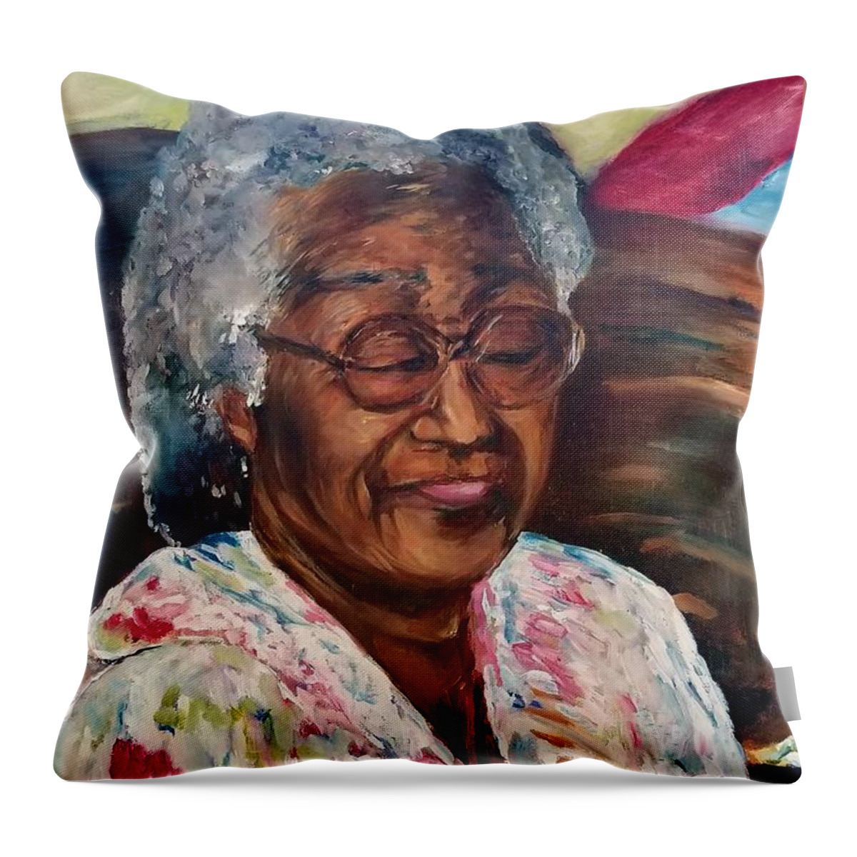 Portraits Throw Pillow featuring the painting Mama by Julie TuckerDemps