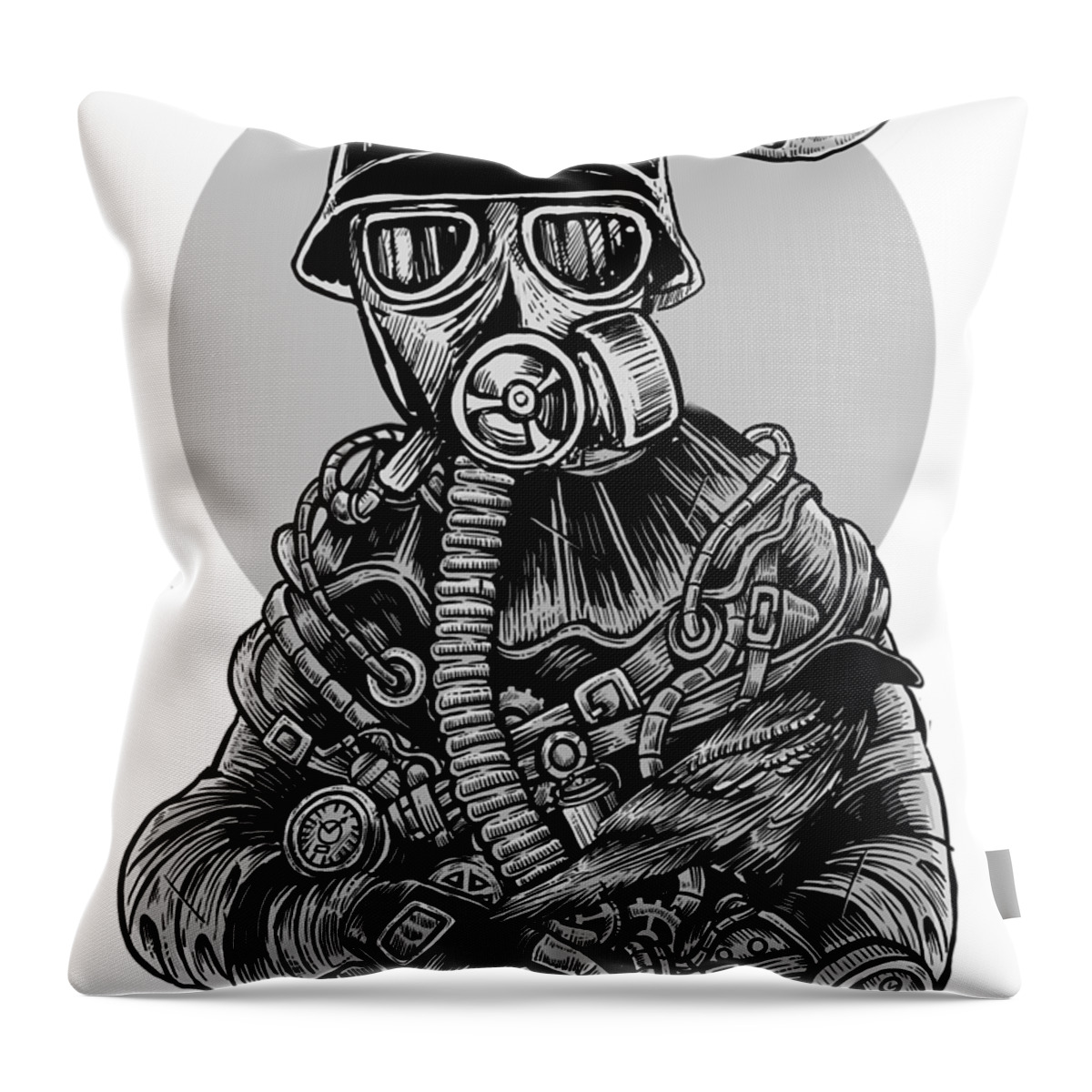 Steampunk Throw Pillow featuring the digital art Man of the Future by Long Shot