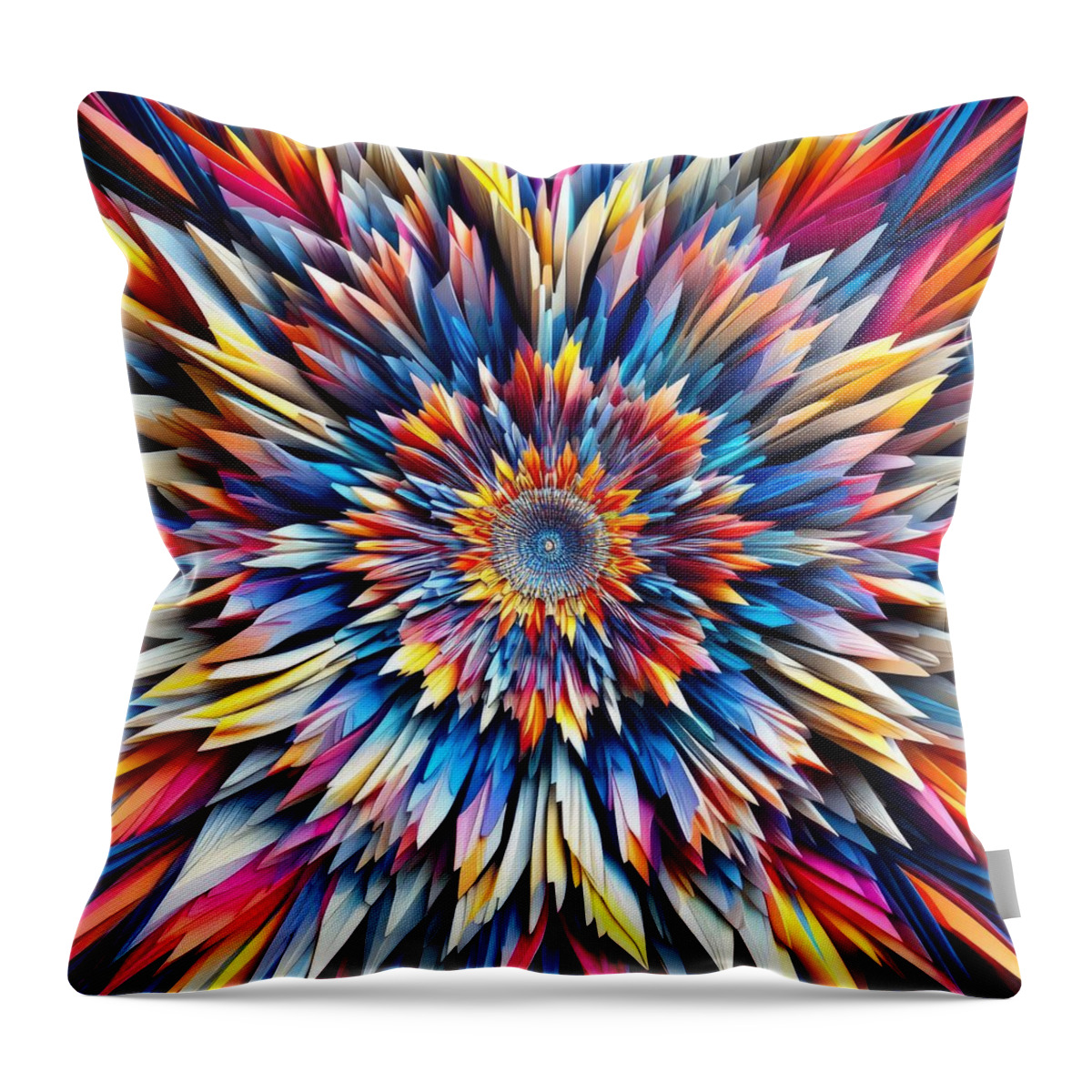 Abstract Throw Pillow featuring the photograph Mandala - Vibrant Vortex by Bill and Linda Tiepelman