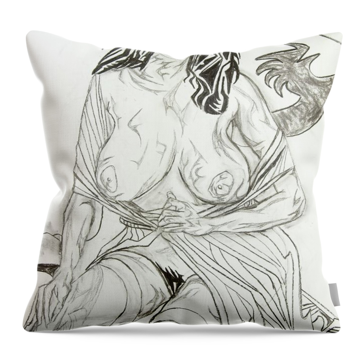 Female Nude Throw Pillow featuring the painting Maneater No. 5 by Robert SORENSEN