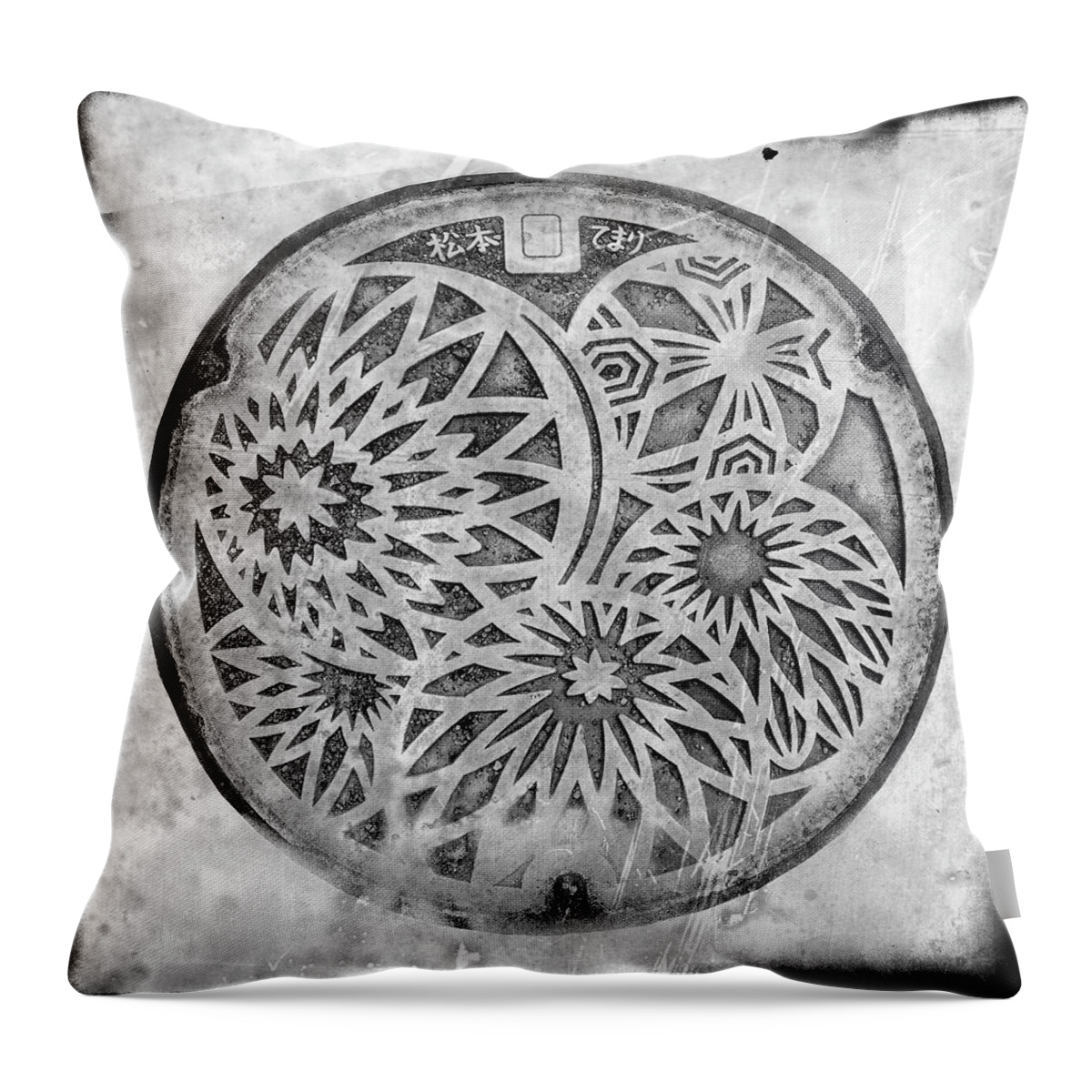 Manhole Cover Throw Pillow featuring the photograph Manhole Cover 6 by Dominic Piperata