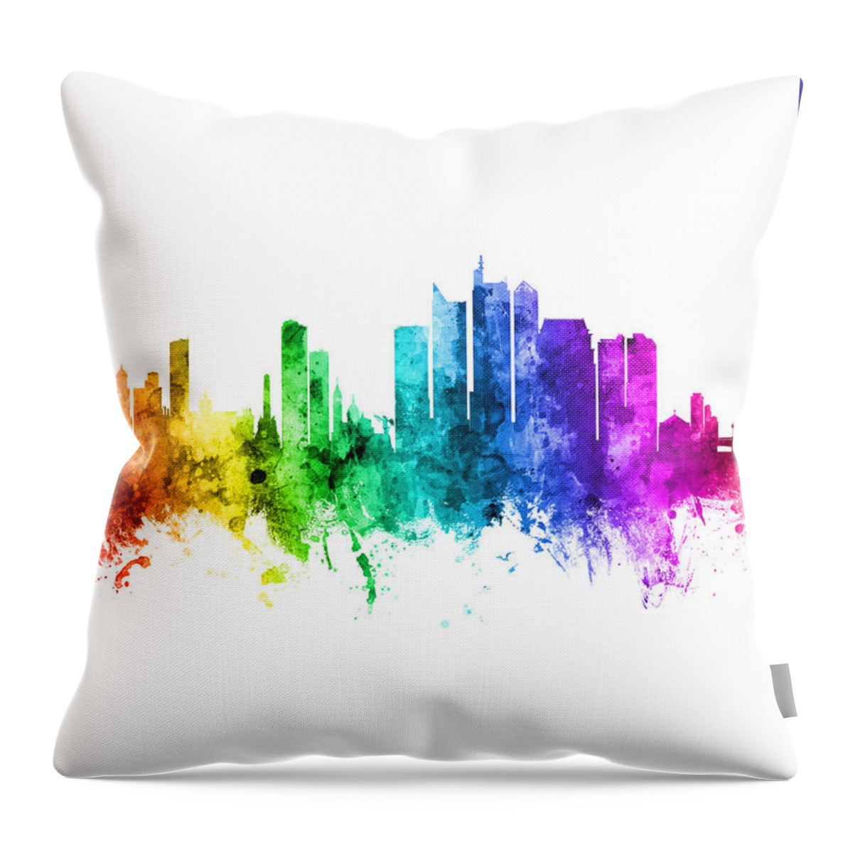Manila Throw Pillow featuring the digital art Manila Philippines Skyline #99 by Michael Tompsett