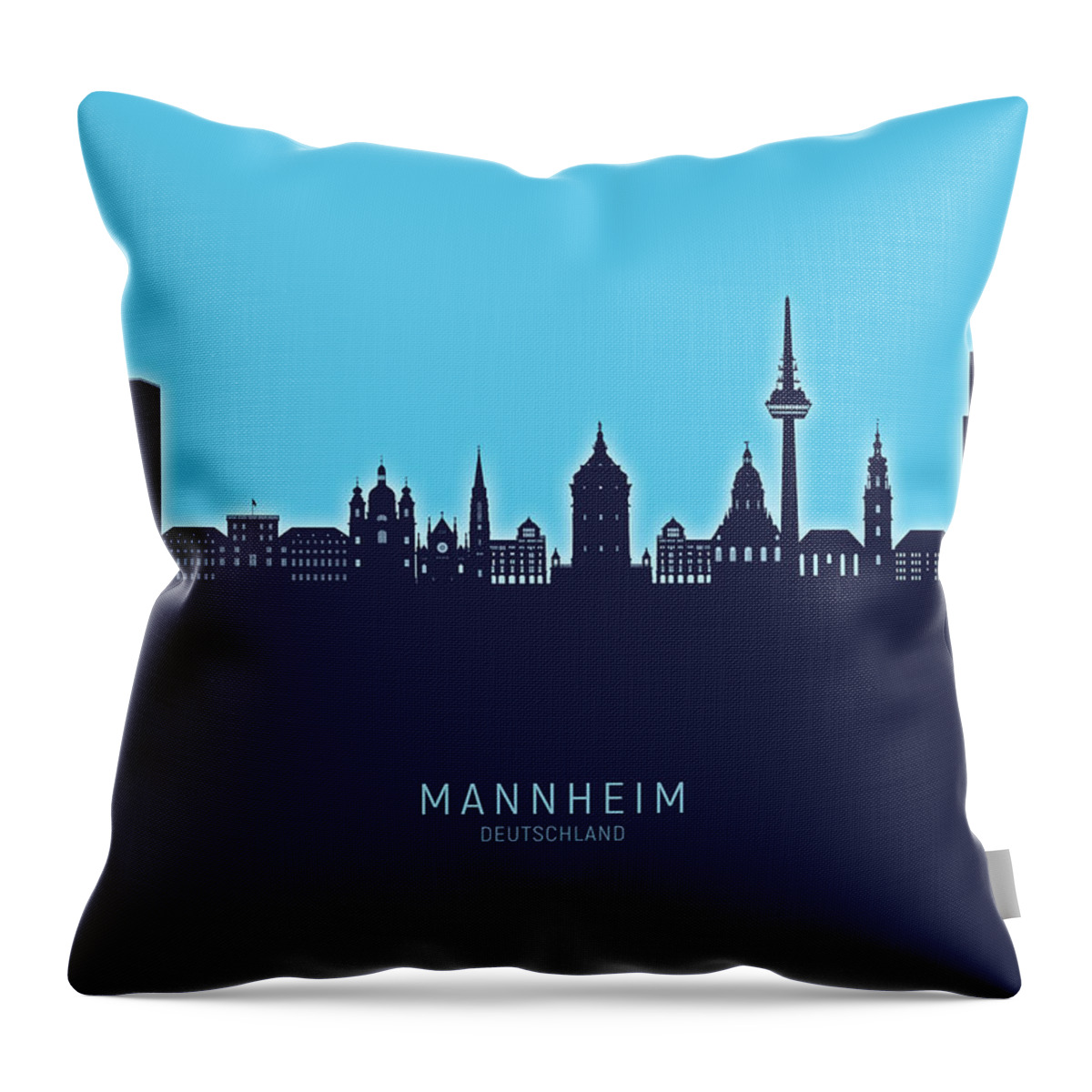 Mannheim Throw Pillow featuring the digital art Mannheim Germany Skyline #99 by Michael Tompsett