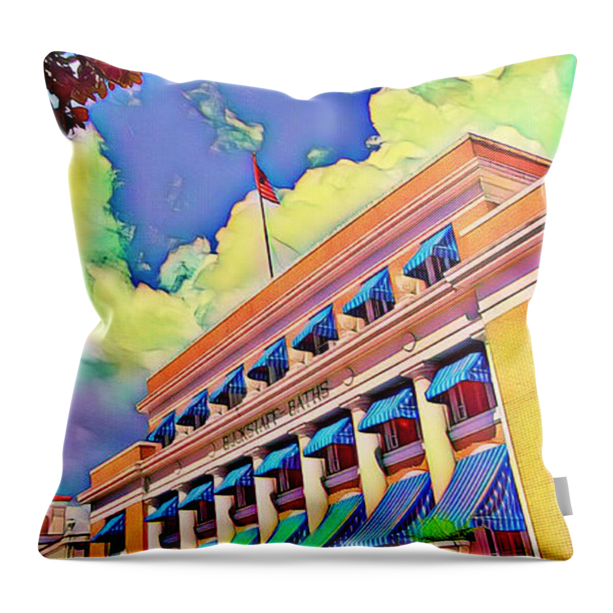  Throw Pillow featuring the painting Manny's Lamar by Emanuel Alvarez Valencia