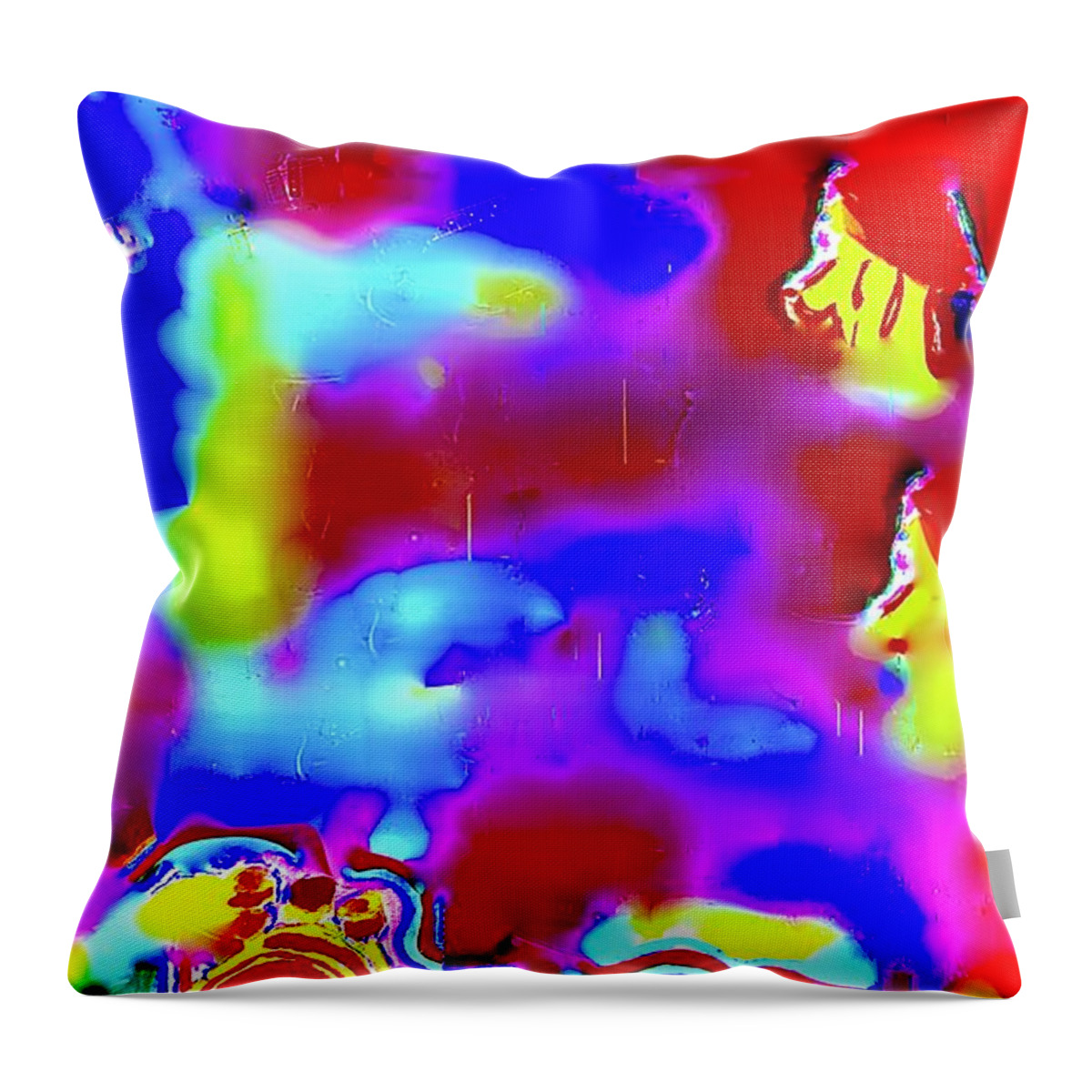 Many Redheads Among Us Throw Pillow featuring the mixed media Many Red Heads Amongst Us by Bencasso Barnesquiat