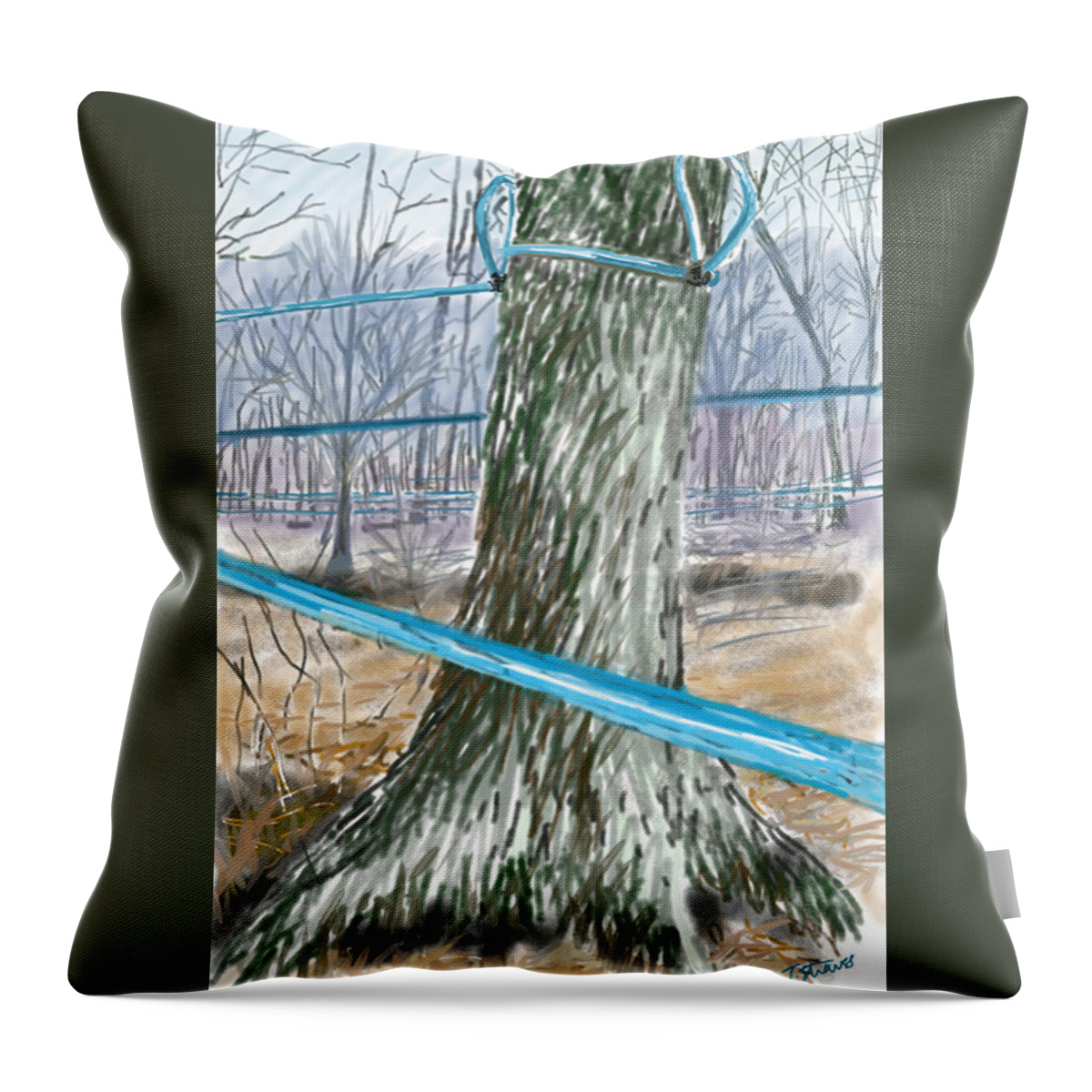 Sugarbush Throw Pillow featuring the drawing Maple Syrup lines by Tilly Strauss
