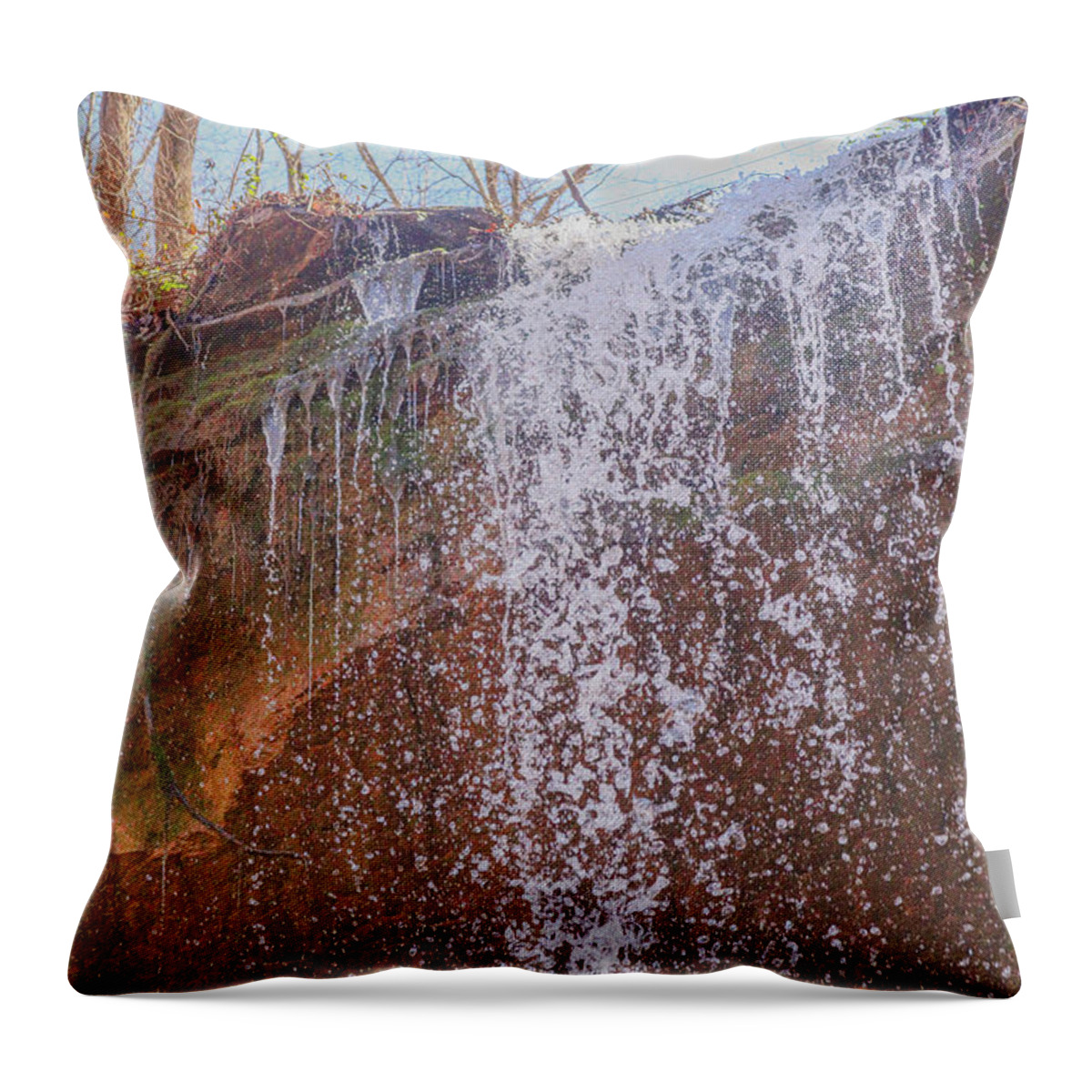 James H. Sloppy Floyd State Park Throw Pillow featuring the photograph Marble Mine Rainfalls Close by Ed Williams