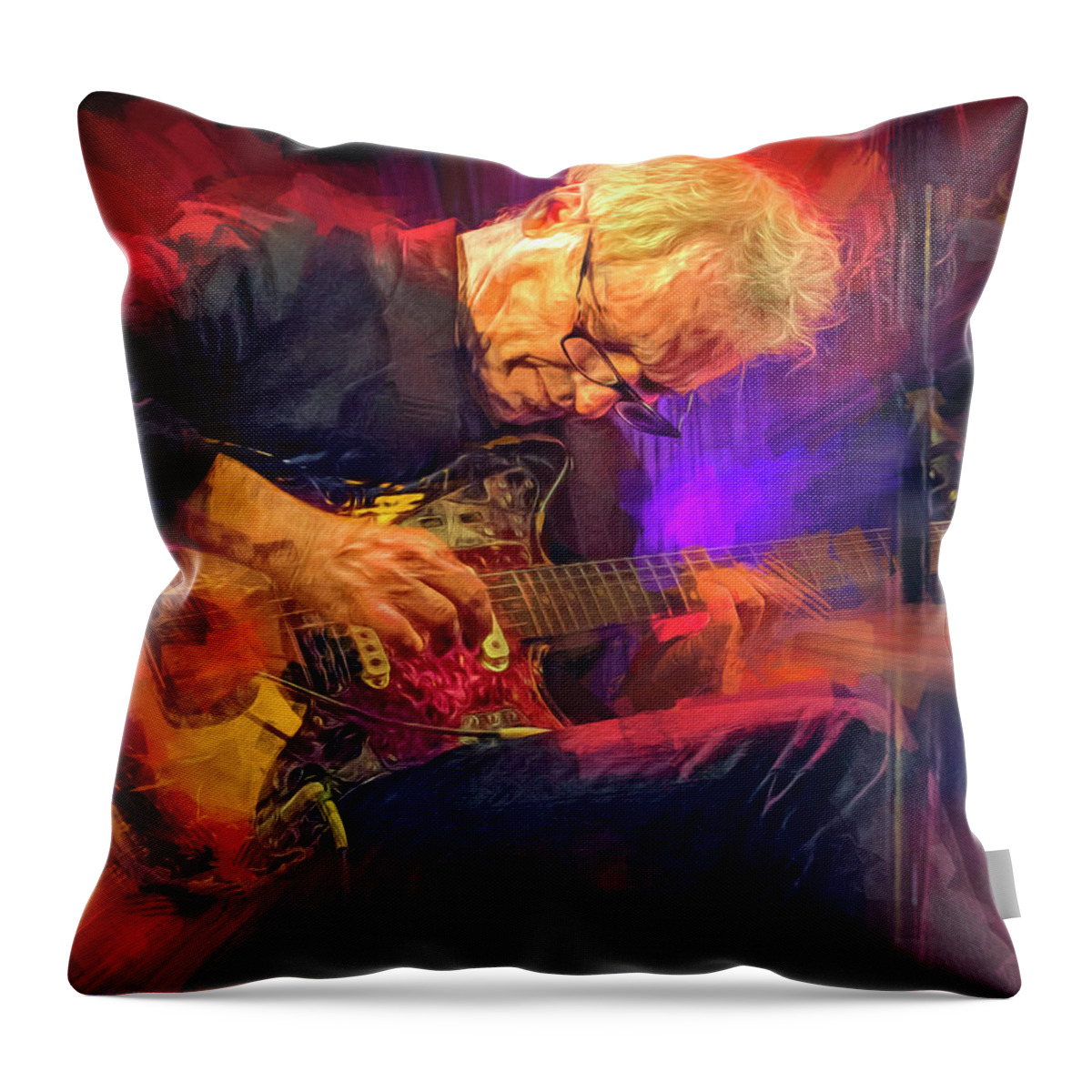 Marc Ribot Throw Pillow featuring the mixed media Marc Ribot by Mal Bray